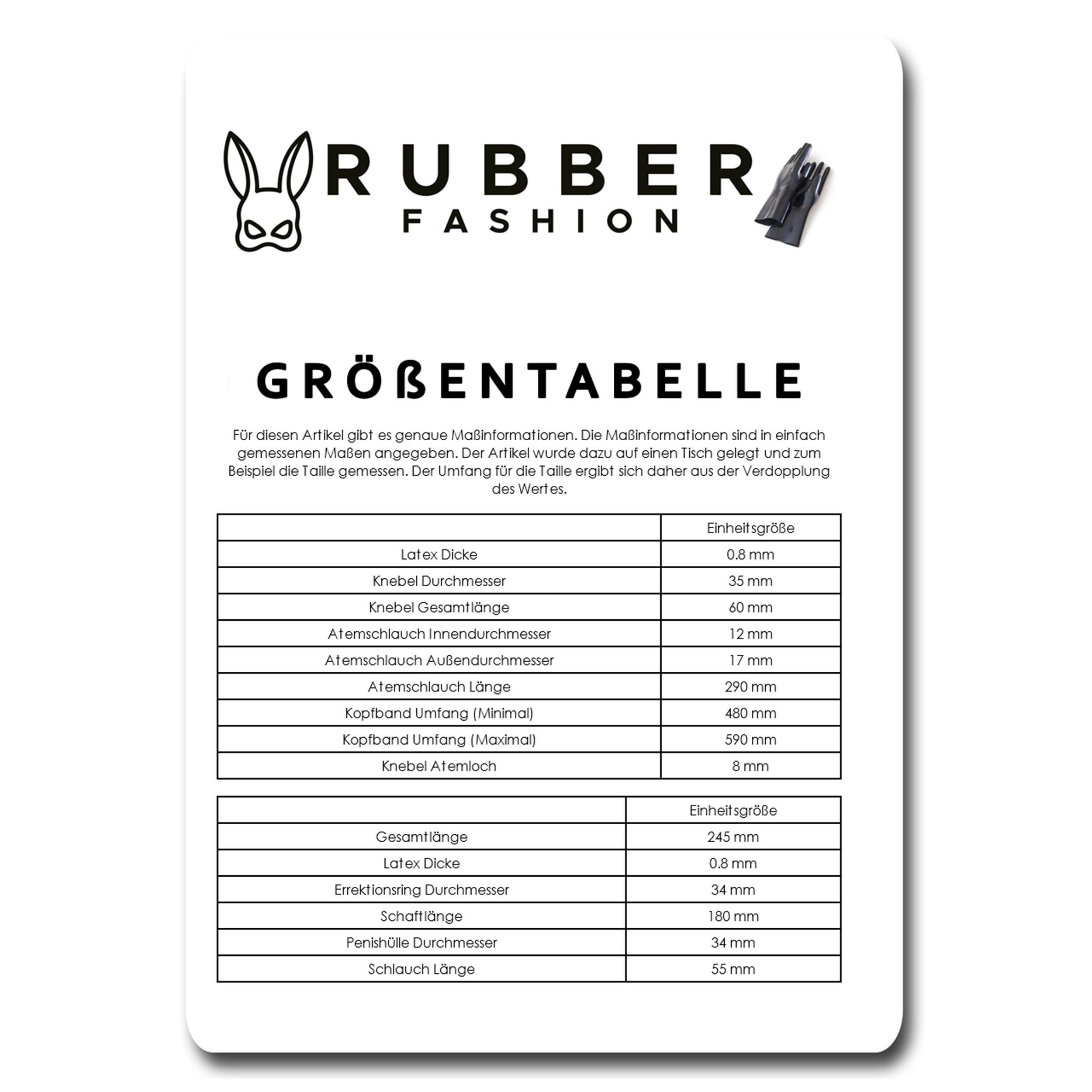 Rubberfashion Latex Mund Knebel mit Schlauch, Kopfband und Penishülle, Latexknebel Mundknebel sm Gag für Herren