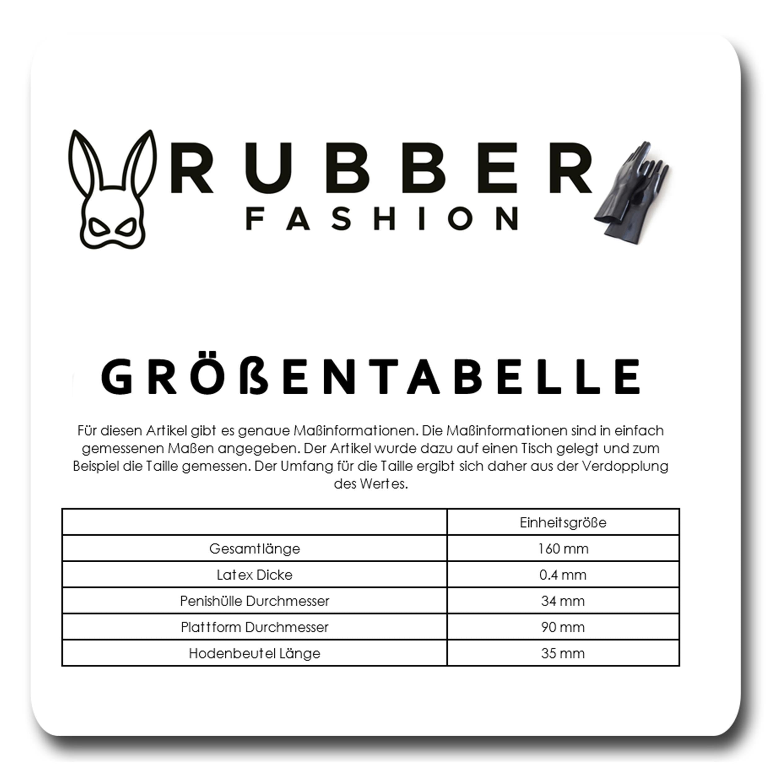 Rubberfashion Latex Pennishülle - Penis Sleeve mit Hoden Sack - Aderung und Klebefläche für Herren 15,5 cm