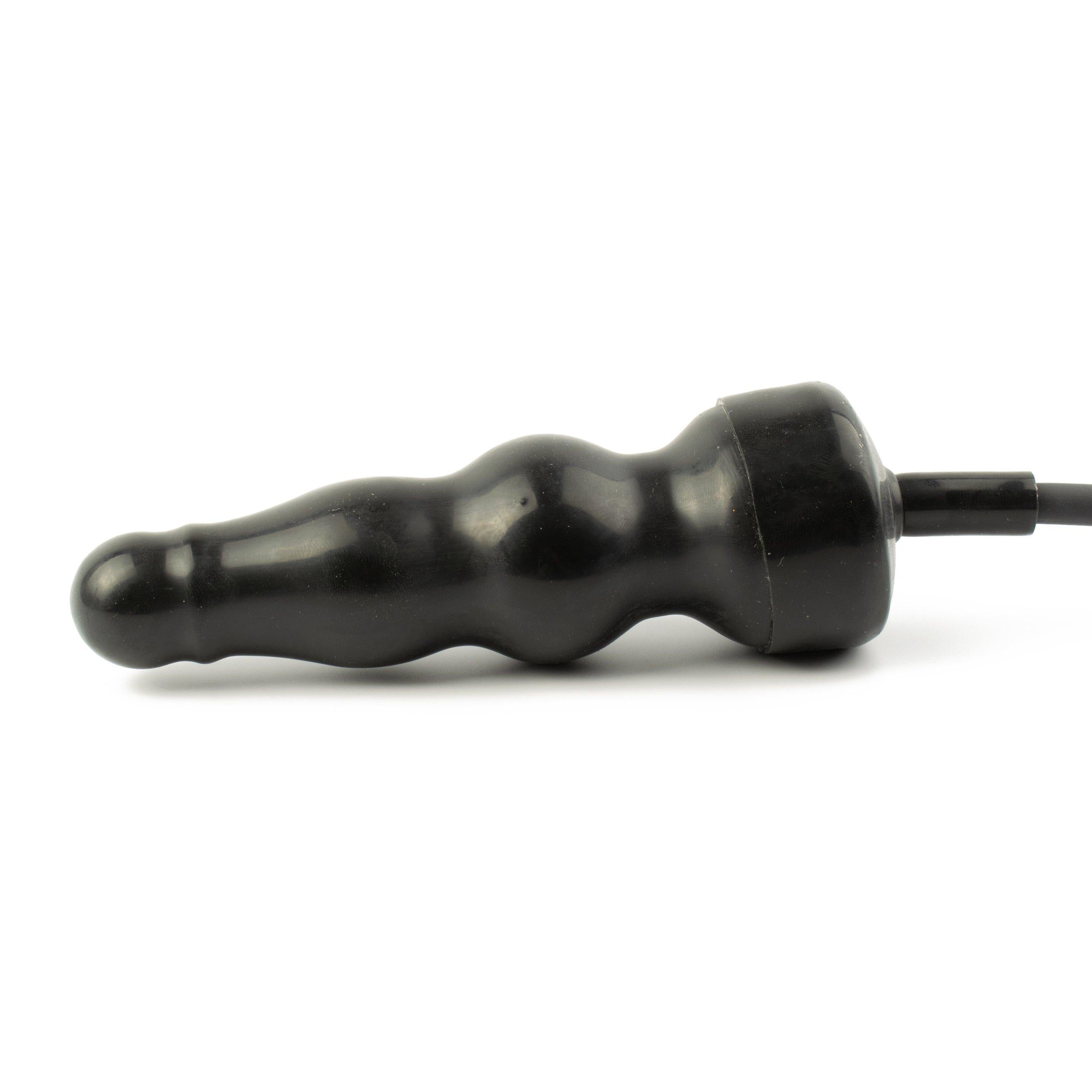 Rubberfashion Latex Analplug aufblasbar, aufblasbarer Mini gerippter Anal Butt Plug mit Pumpe für Frauen und Männer 14,8 x 4,1cm