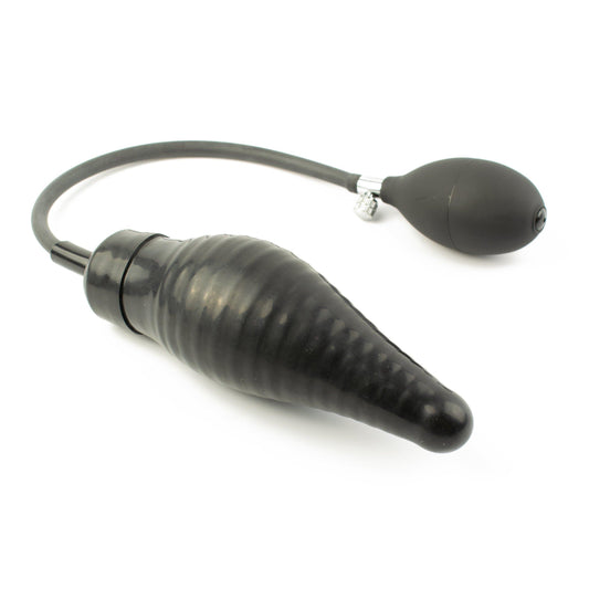 Rubberfashion Latex Analdildo aufblasbar, aufblasbarer Mini gerippter Anal Butt Dildo mit Pumpe für Frauen und Männer 17 x 4,1cm