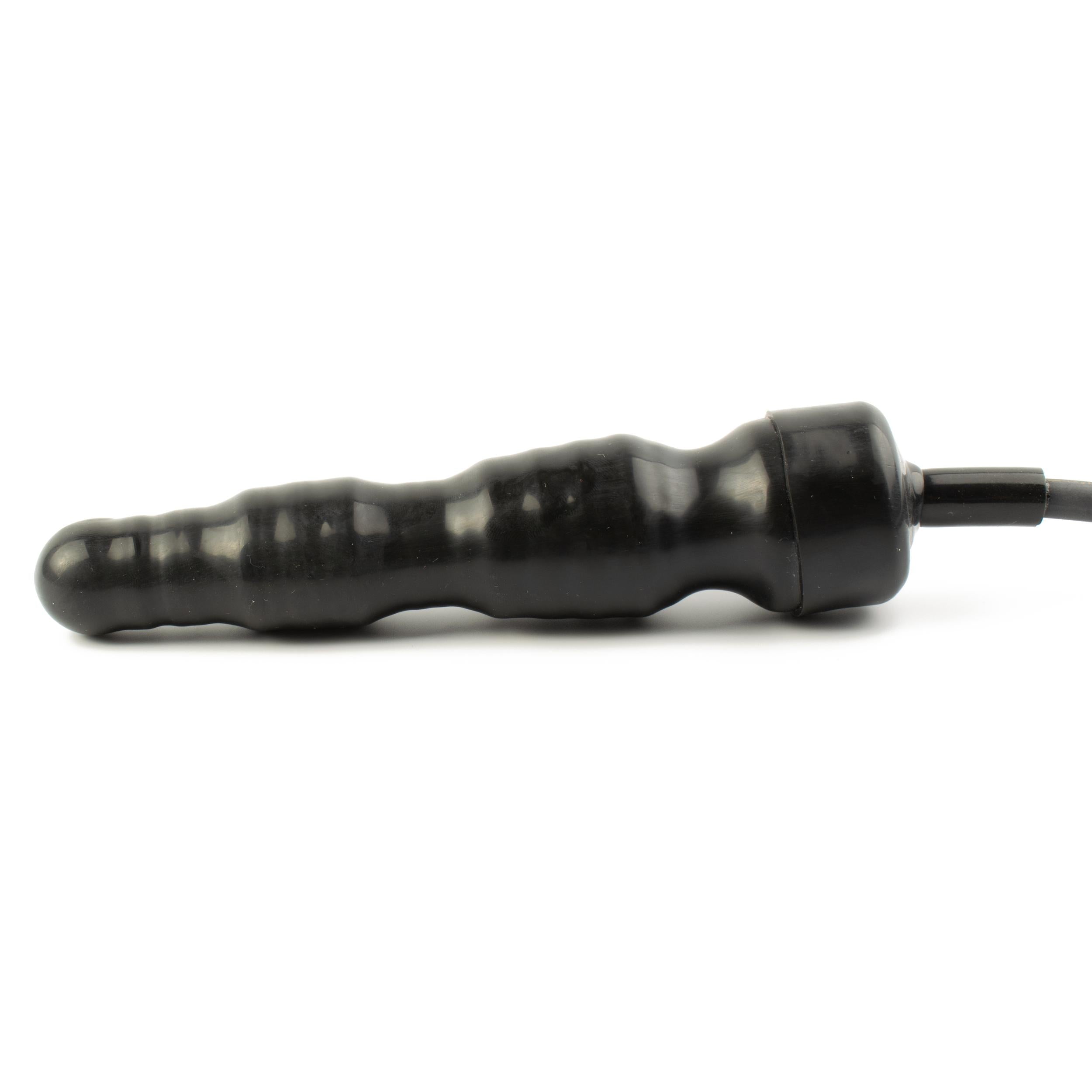 Rubberfashion Latex Analdildo aufblasbar, aufblasbarer Midi gerippter Anal Butt Dildo mit Pumpe für Frauen und Männer 17 x 3,8cm