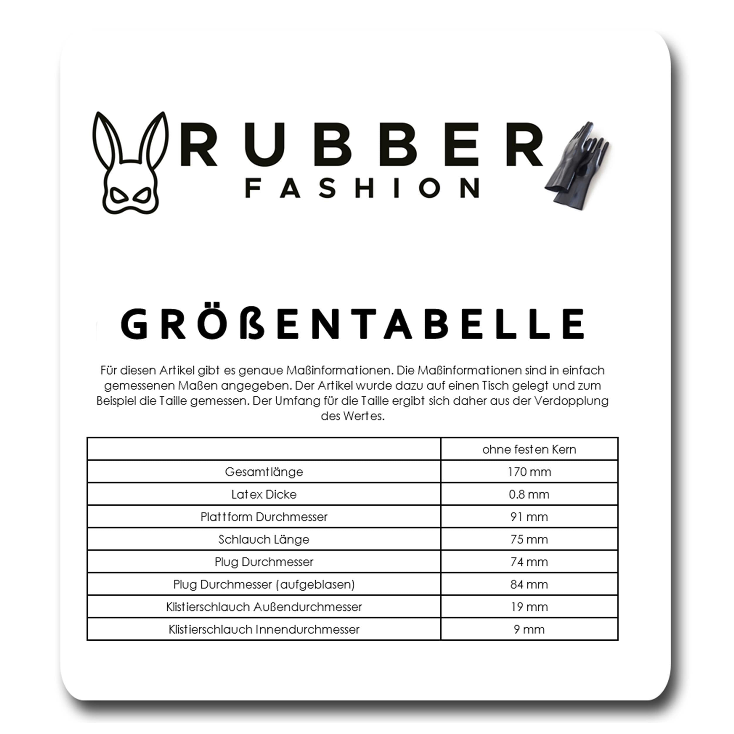 Rubberfashion Latex Enema Analplug aufblasbar groß XXXL, aufblasbarer gerippter Anal Klistier Butt Plug mit Pumpe für Frauen und Männer 18 x 7,9 cm