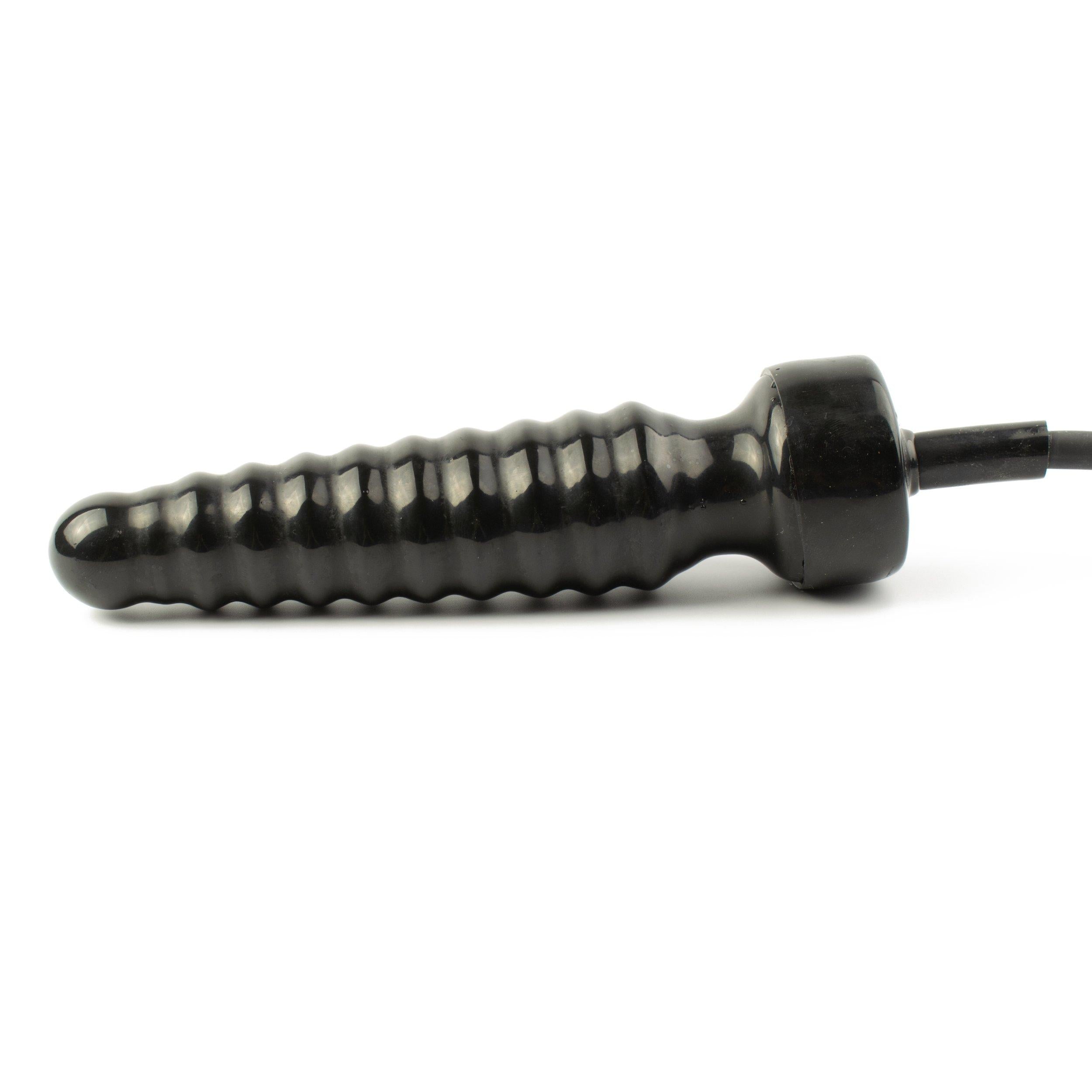 Rubberfashion Latex Analdildo aufblasbar, aufblasbarer Midi gerippter Anal Butt Dildo mit Pumpe für Frauen und Männer 17,5 x 4,1cm