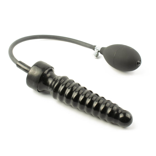 Rubberfashion Latex Analdildo aufblasbar, aufblasbarer Midi gerippter Anal Butt Dildo mit Pumpe für Frauen und Männer 14,8 x 4,1cm