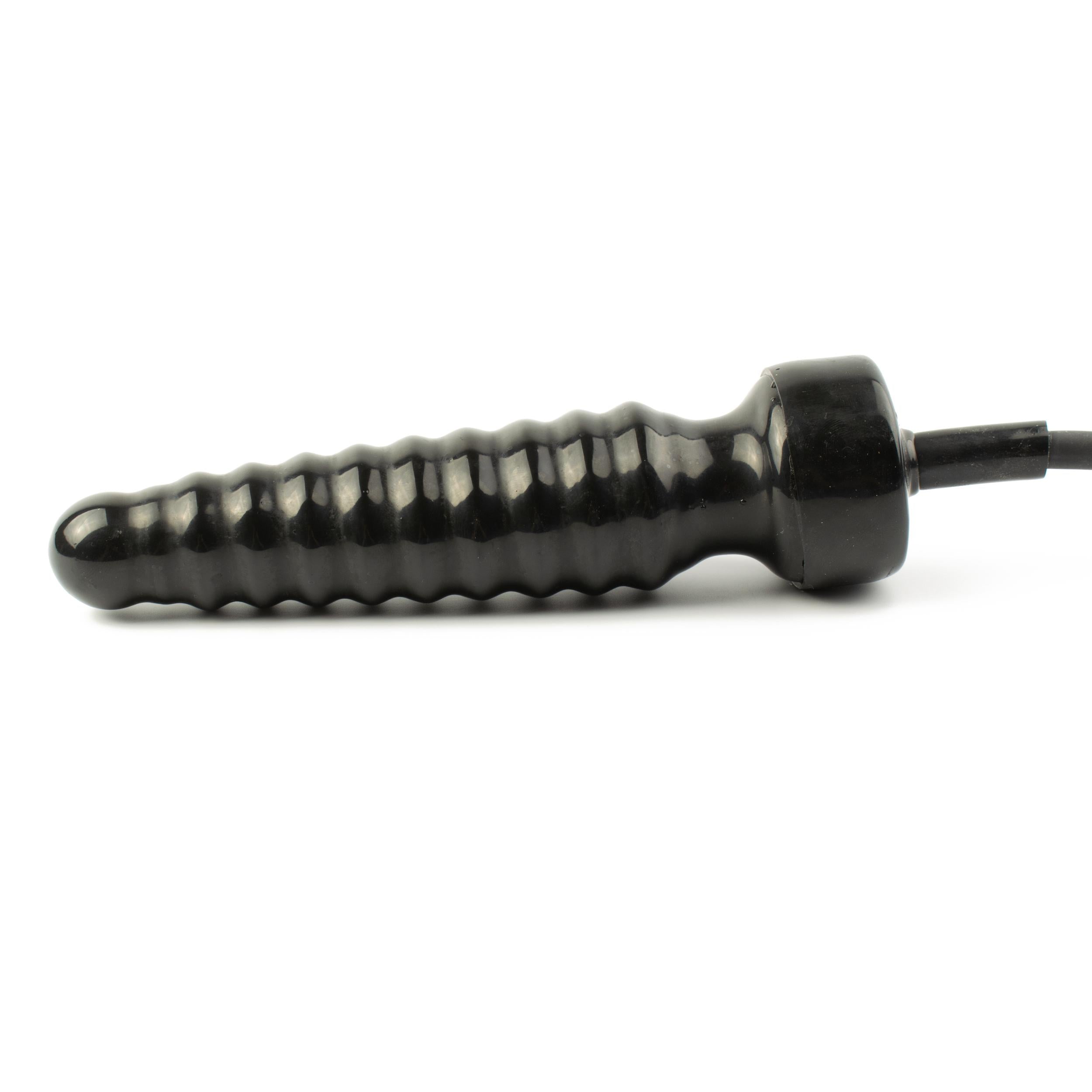 Rubberfashion Latex Analdildo aufblasbar, aufblasbarer Midi gerippter Anal Butt Dildo mit Pumpe für Frauen und Männer 14,8 x 4,1cm