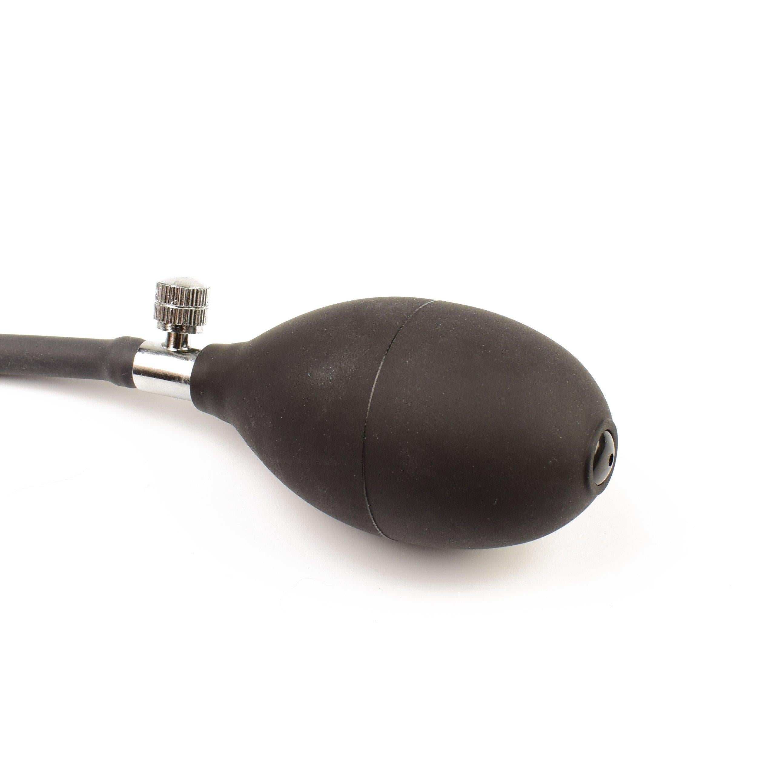 Rubberfashion Latex Analdildo aufblasbar, aufblasbarer Midi gerippter Anal Butt Dildo mit Pumpe für Frauen und Männer 14,8 x 4,1cm