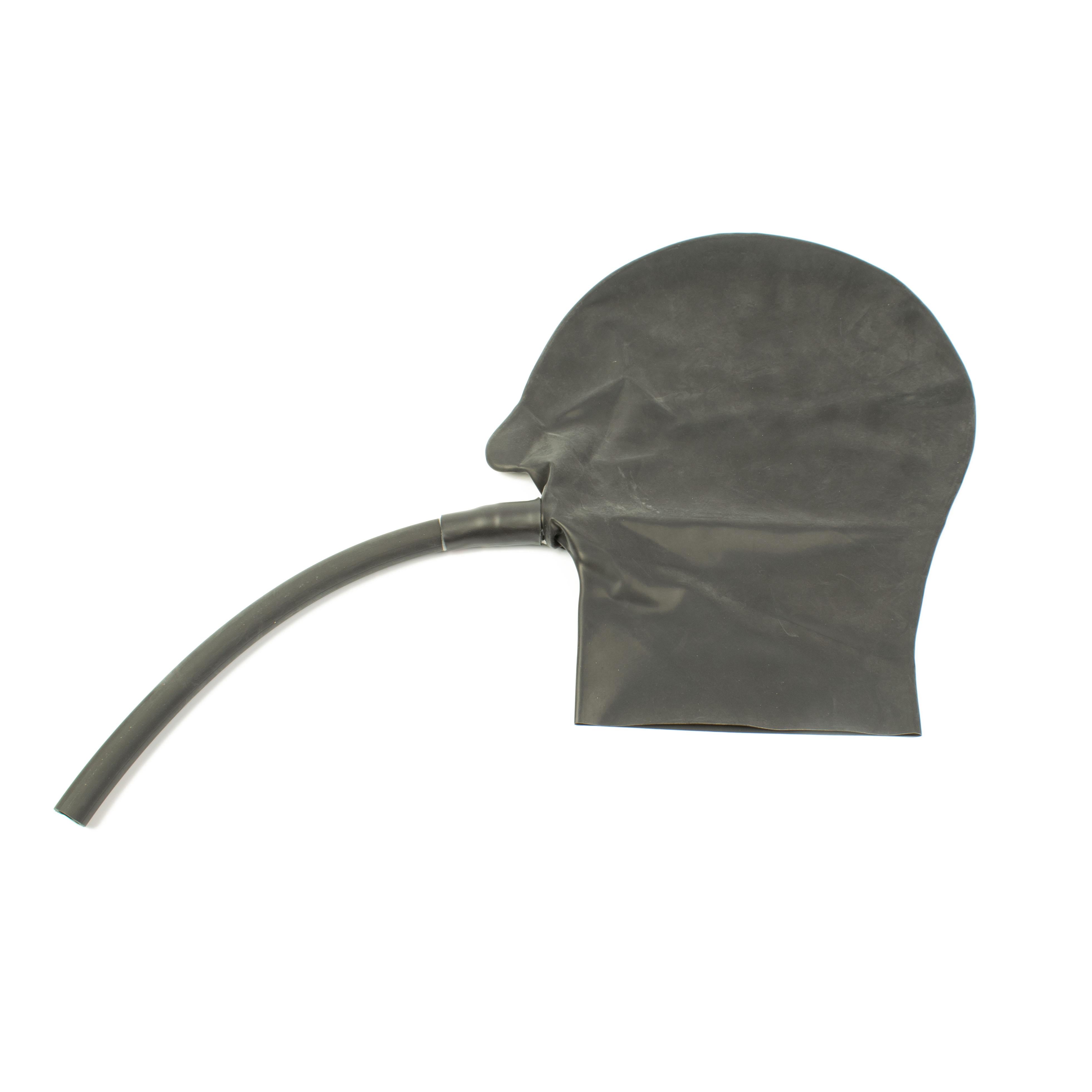Rubberfashion Latex Maske - Latexmaske Haube ohne Öffnungen mit Schlauch für Frauen und Herren