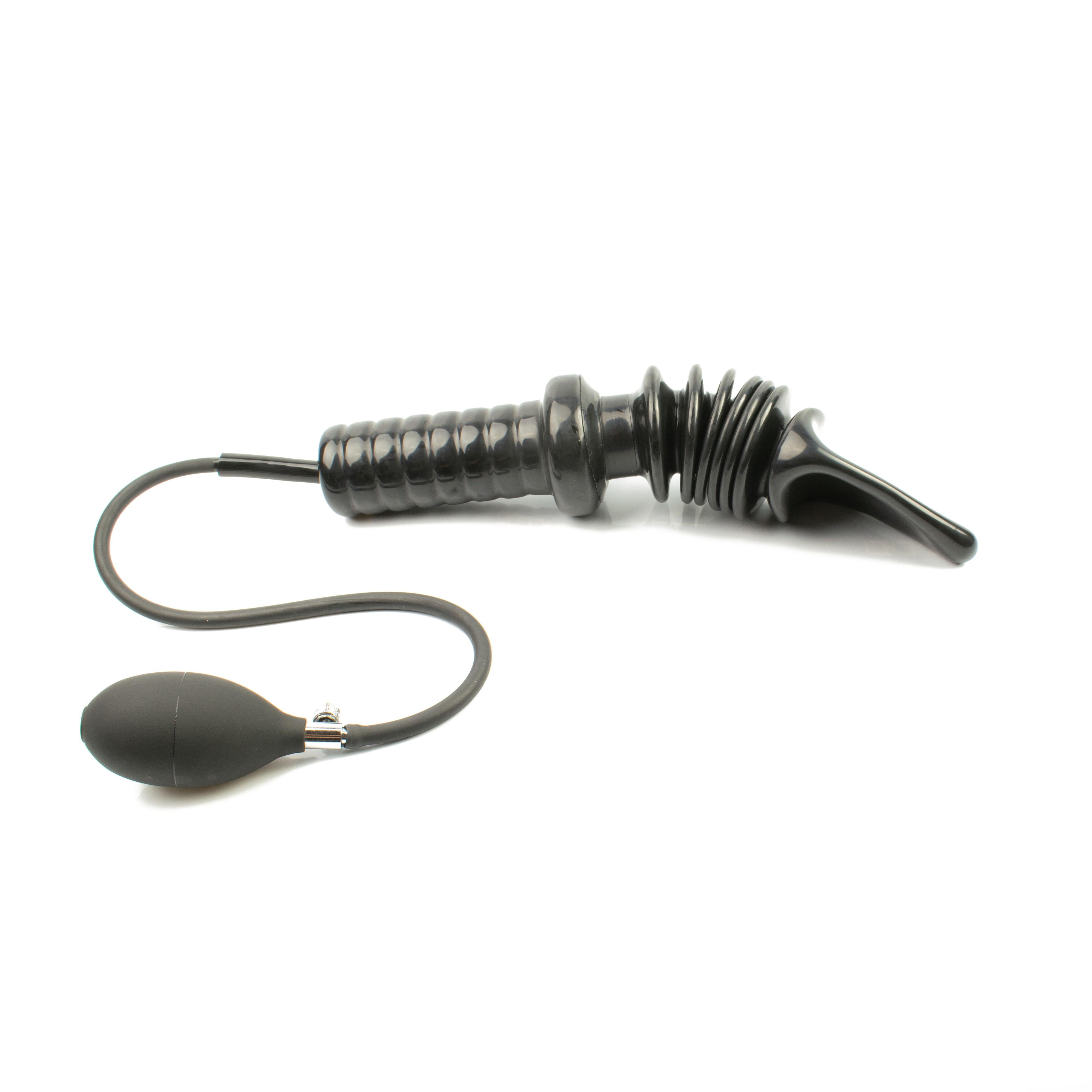 Rubberfashion Latex Anal Dildo - Plug mit Pumpe und Handstück aufblasbar- Penetrator XXXL - für Frauen und Männer 36 x 6,7cm
