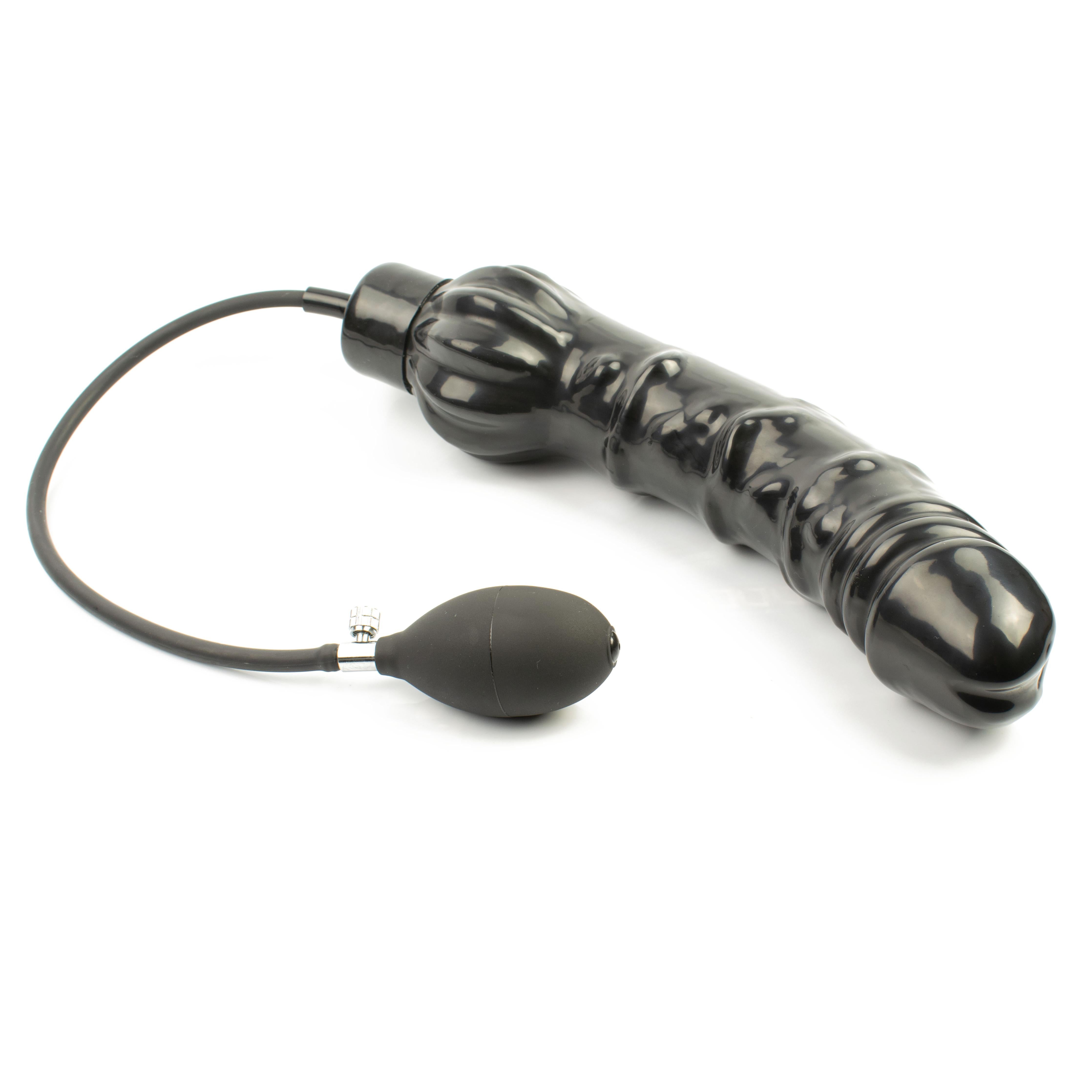 Rubberfashion Latex Anal Dildo - realistischer Dildo XXXL - Plug aufblasbar extrem groß mit Pumpe für Frauen und Männer 35 x 5,9 cm