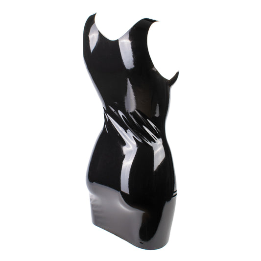 Rubberfashion Latex Minikleid - Latexkleid kurz - Arm frei mit Trägern - tiefer Ausschnitt sexy Frauen Kleider für Damen