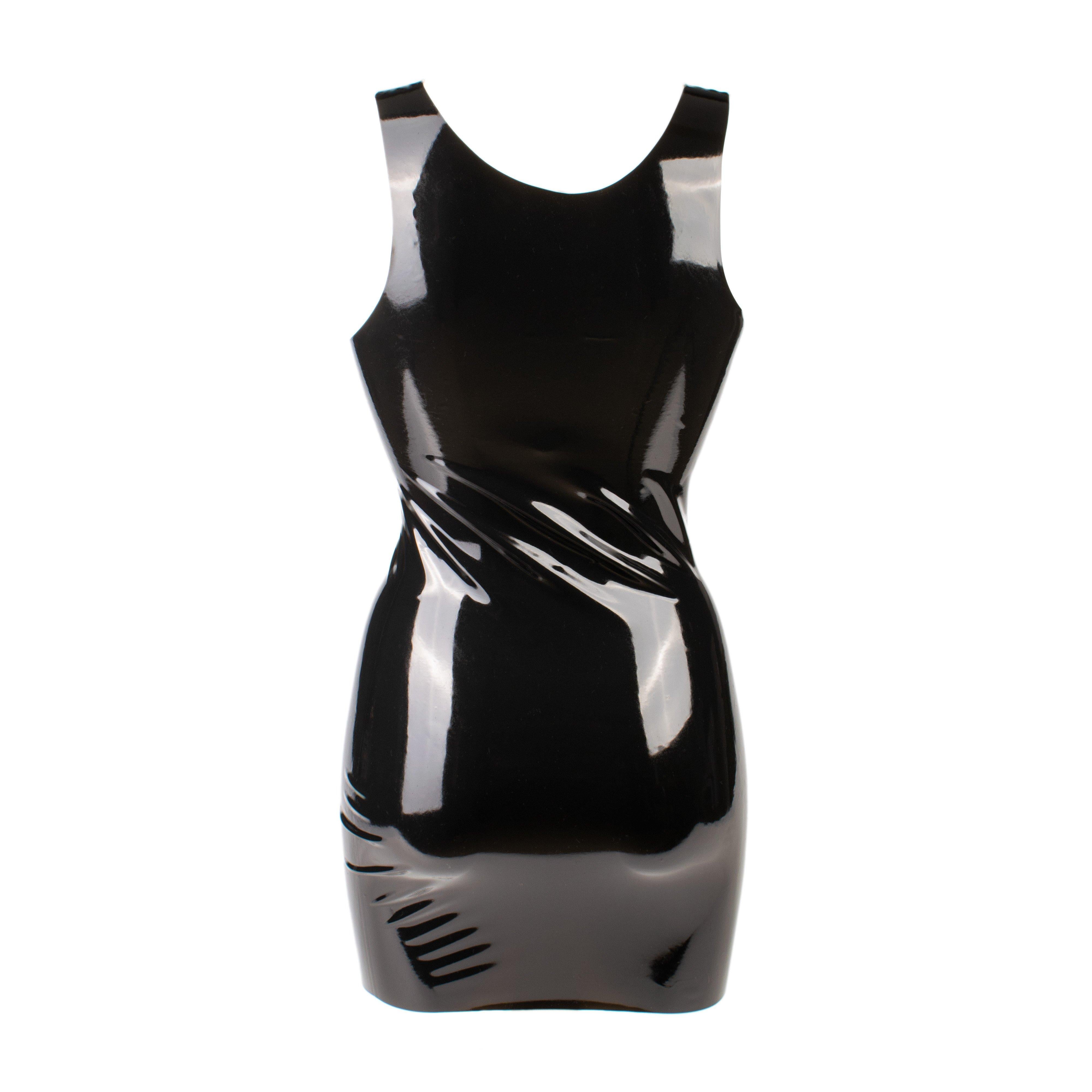 Rubberfashion Latex Minikleid - Latexkleid kurz - Arm frei mit Trägern - tiefer Ausschnitt sexy Frauen Kleider für Damen