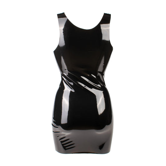 Rubberfashion Latex Minikleid - Latexkleid kurz - Arm frei mit Trägern - tiefer Ausschnitt sexy Frauen Kleider für Damen