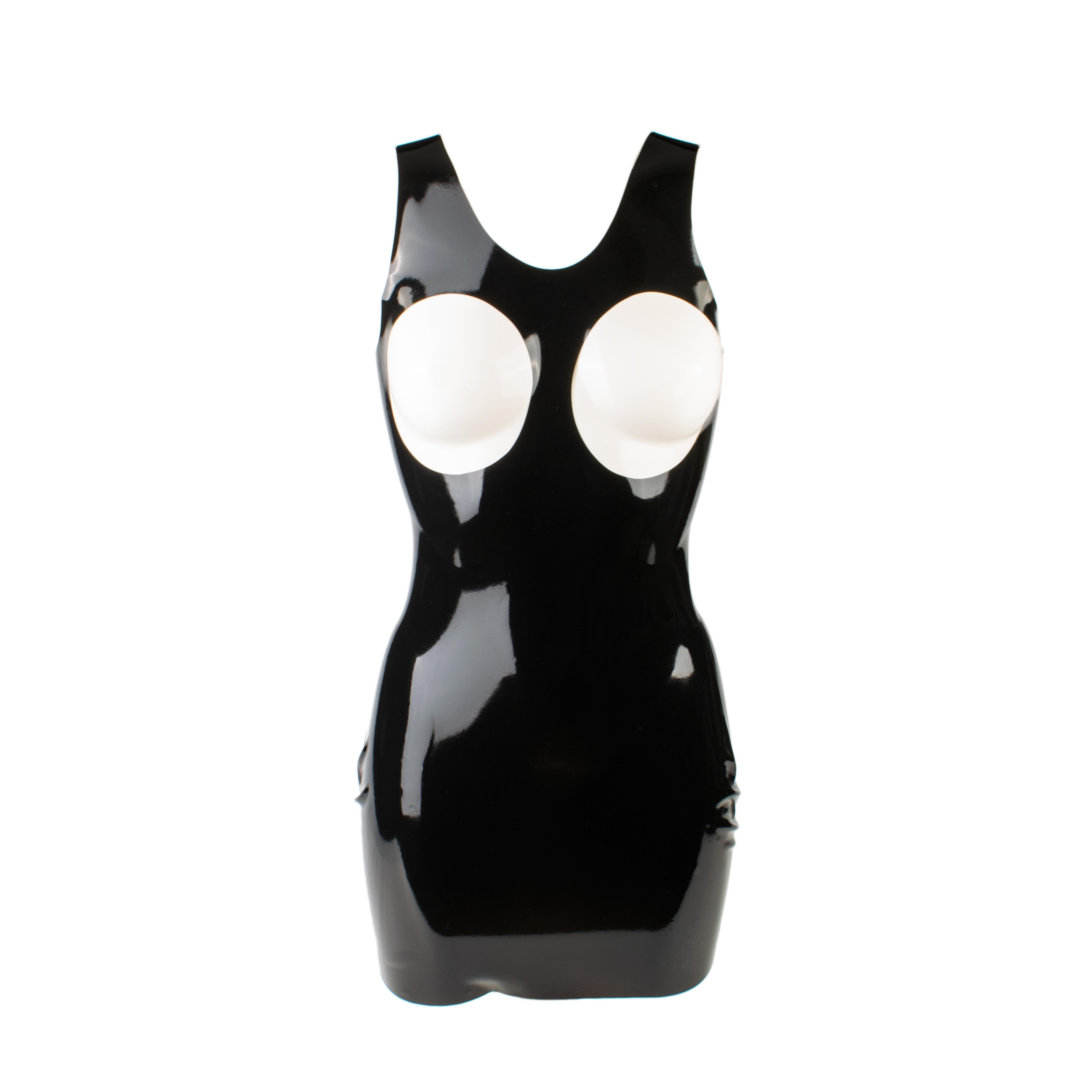 Rubberfashion Latex Mini Kleid - Latexkleid kurz - Arm frei mit Trägern brustfrei - sexy Frauen Kleider für Damen