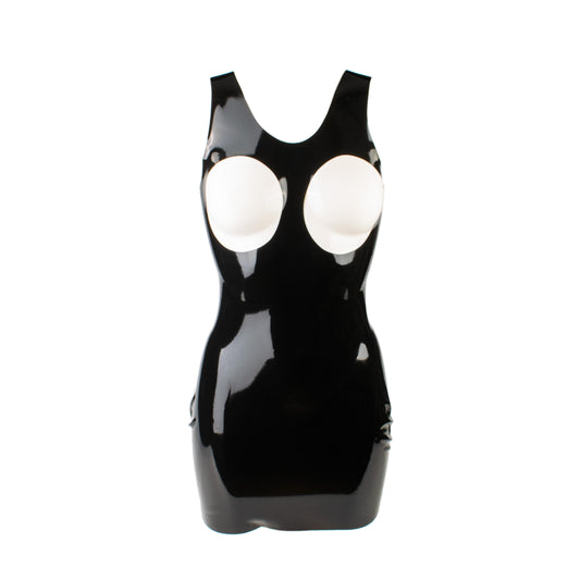 Rubberfashion Latex Mini Kleid - Latexkleid kurz - Arm frei mit Trägern brustfrei - sexy Frauen Kleider für Damen