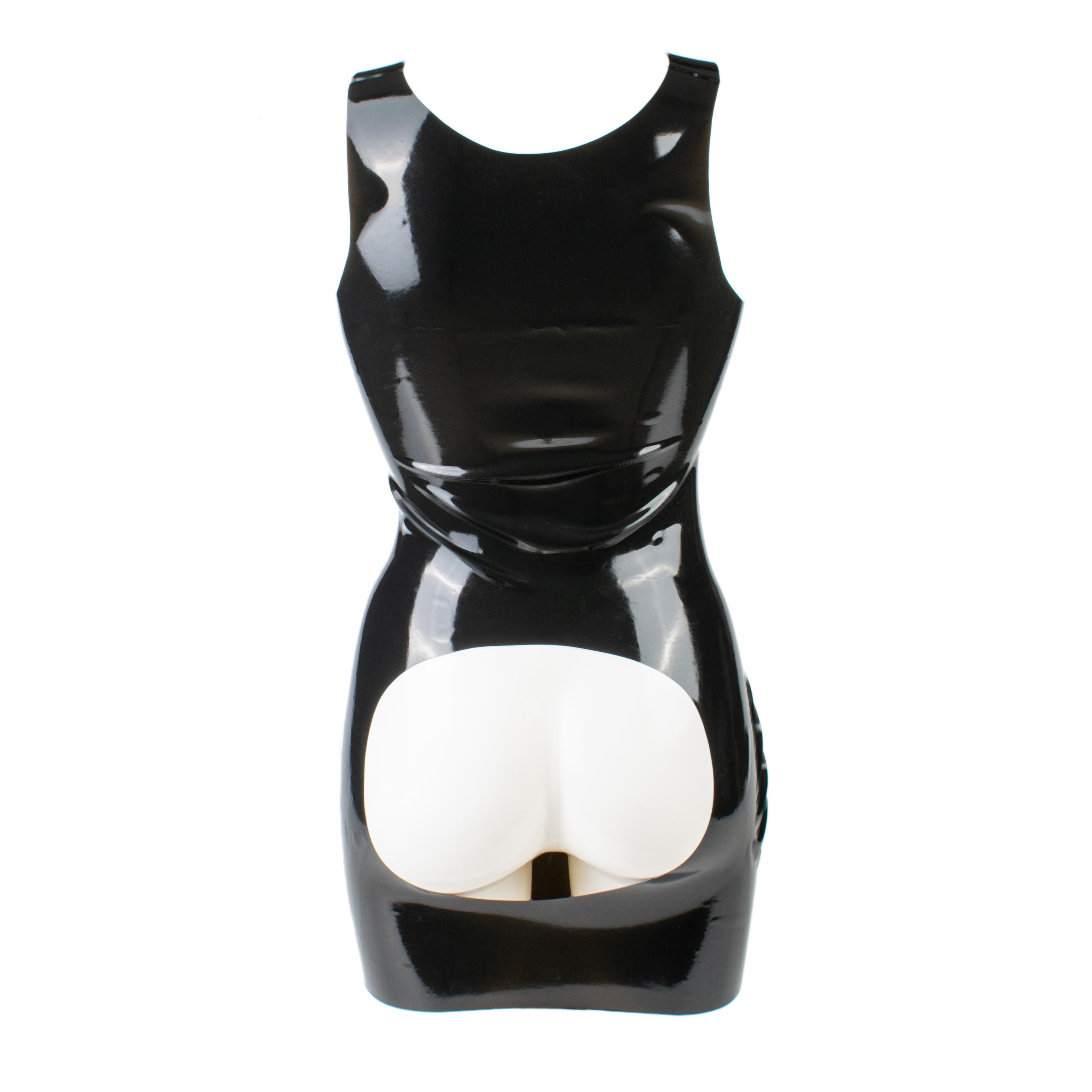 Rubberfashion Latex Mini Kleid - Latexkleid kurz - Arm frei mit Trägern brustfrei - sexy Frauen Kleider für Damen