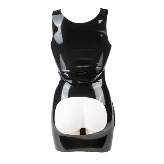 Rubberfashion Latex Mini Kleid - Latexkleid kurz - Arm frei mit Trägern brustfrei - sexy Frauen Kleider für Damen