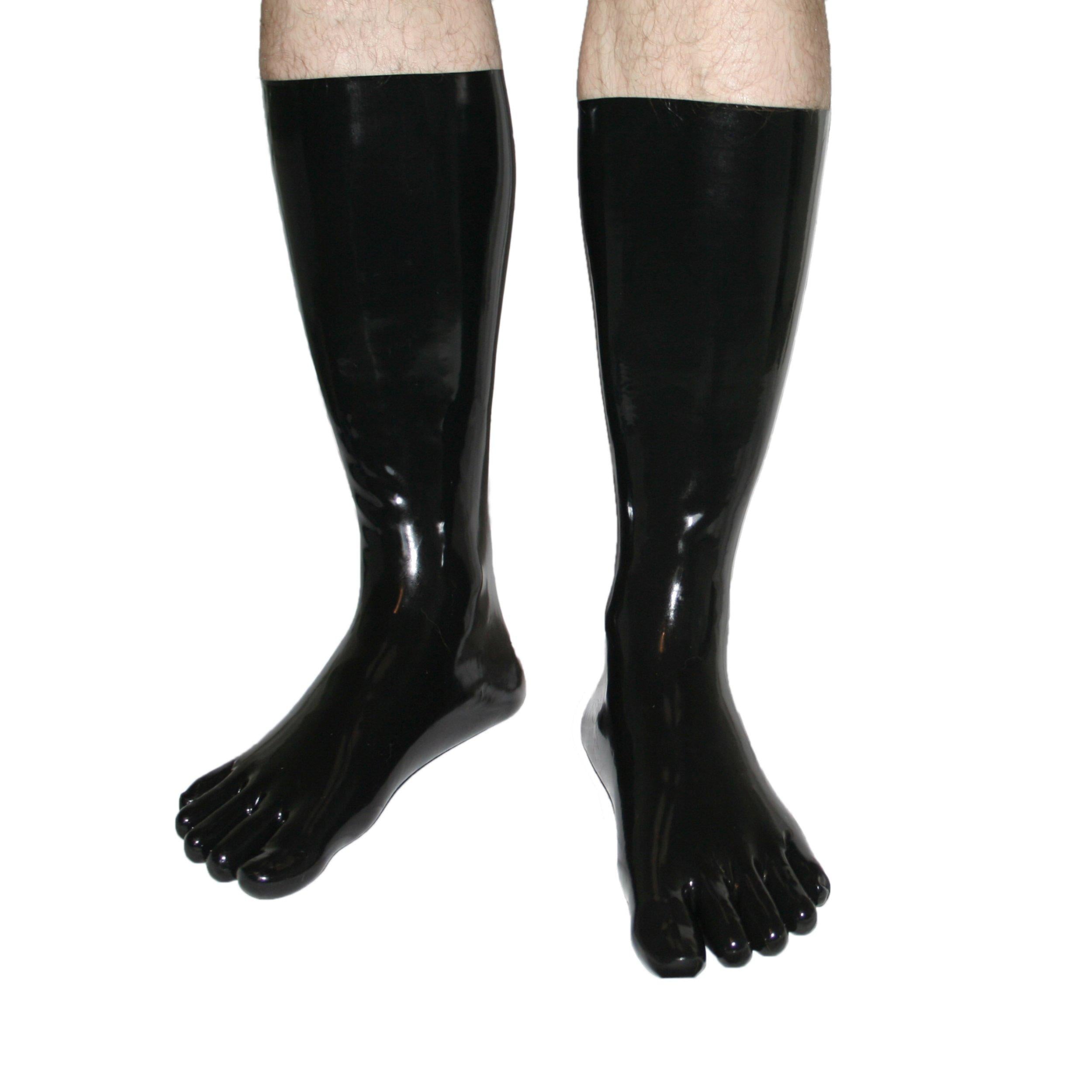 Rubberfashion Sexy Latex Zehensocke lang - extra dicke - Latex Zehen Socken wadenlang - Latex Strümpfe für Damen und Herren