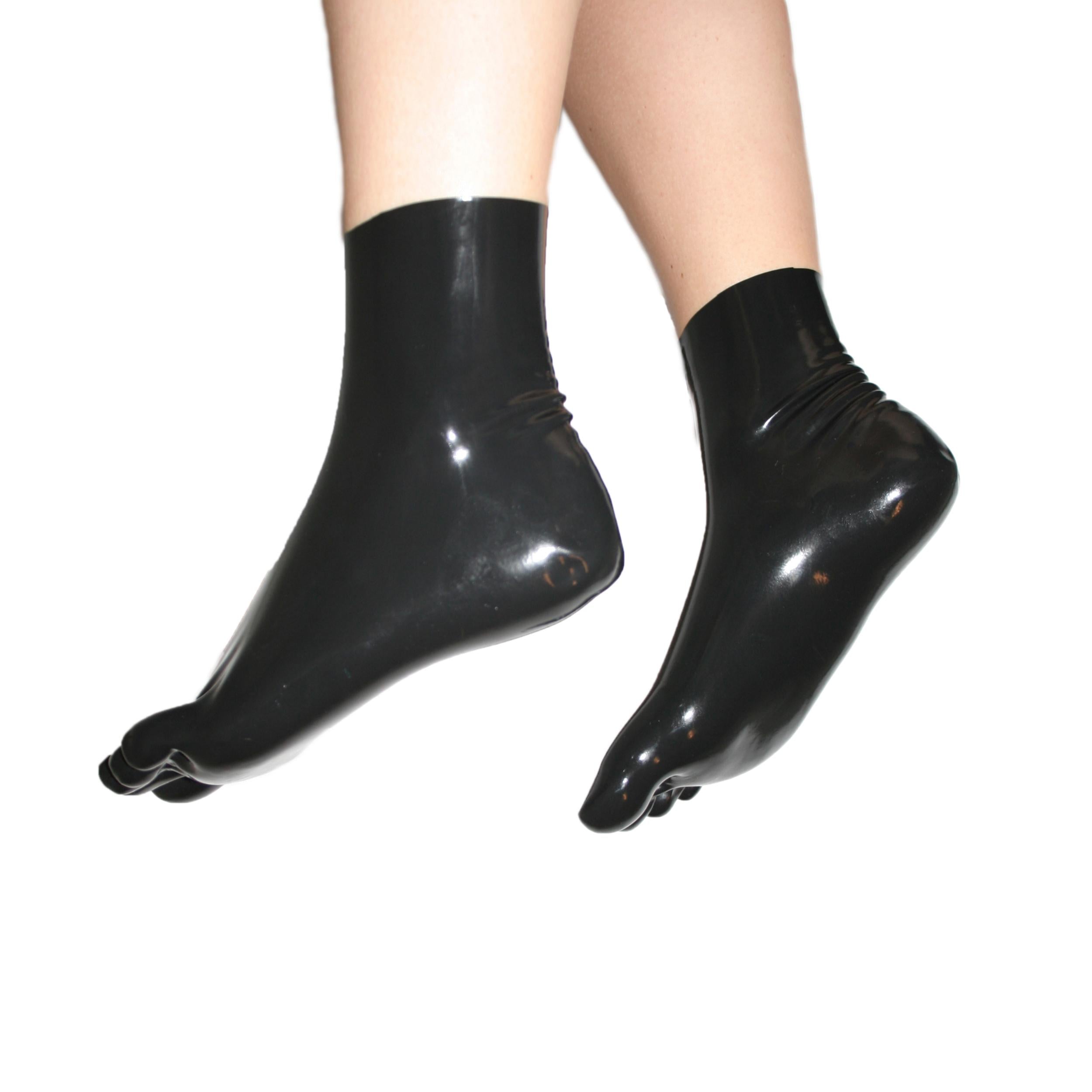 Rubberfashion Sexy Latex Zehen Socken kurz - extra dicke -Zehensocken knöchel lang - Latex Strümpfe für Damen und Herren