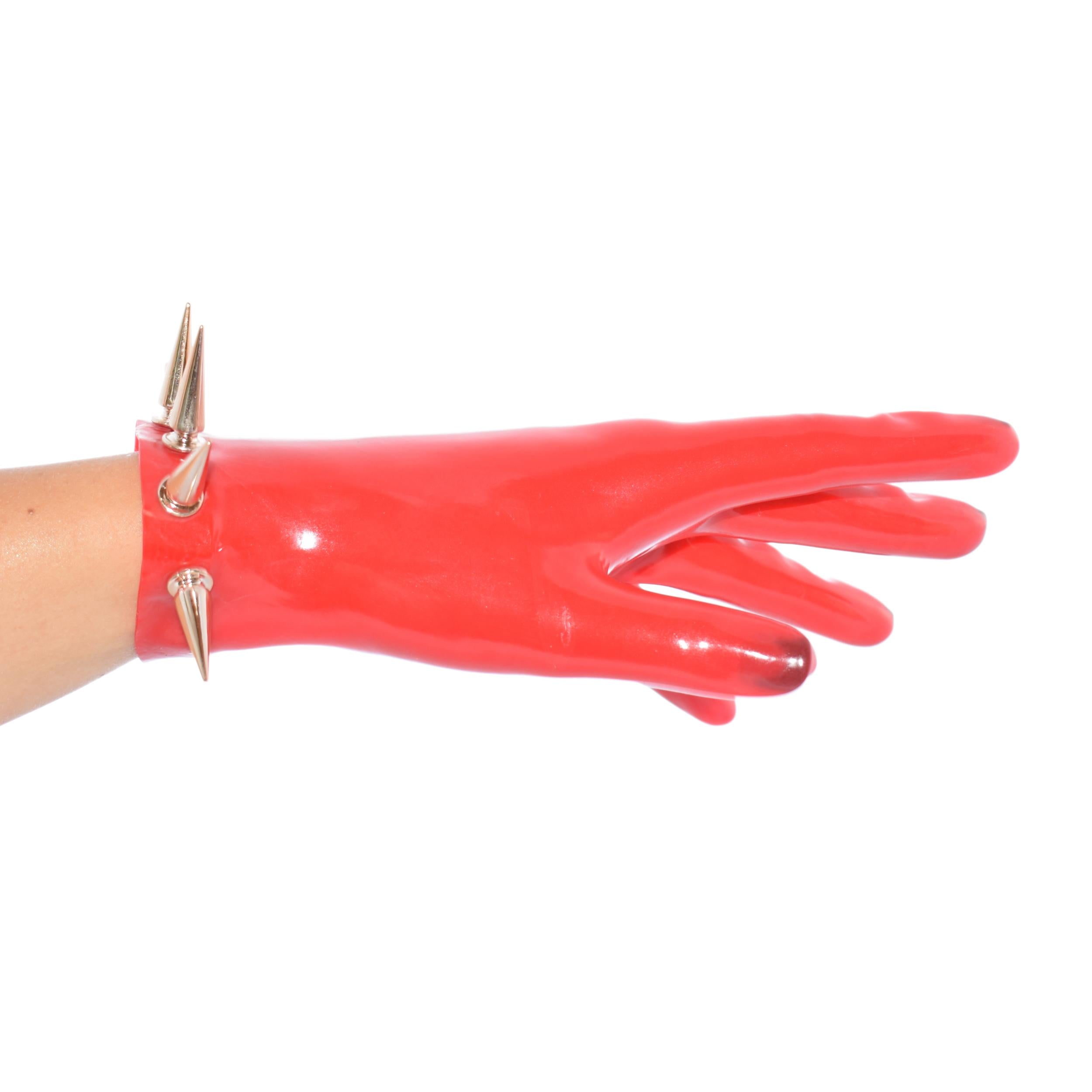 Rubberfashion Latex Handschuhe kurz - sexy Rubber Gloves Spikes - kurze Latexhandschuhe bis Handgelenk für Damen und Herren