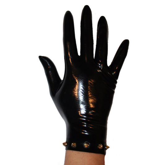 Rubberfashion Latex Handschuhe kurz - sexy Rubber Gloves Nieten - kurze Latexhandschuhe bis Handgelenk für Damen und Herren