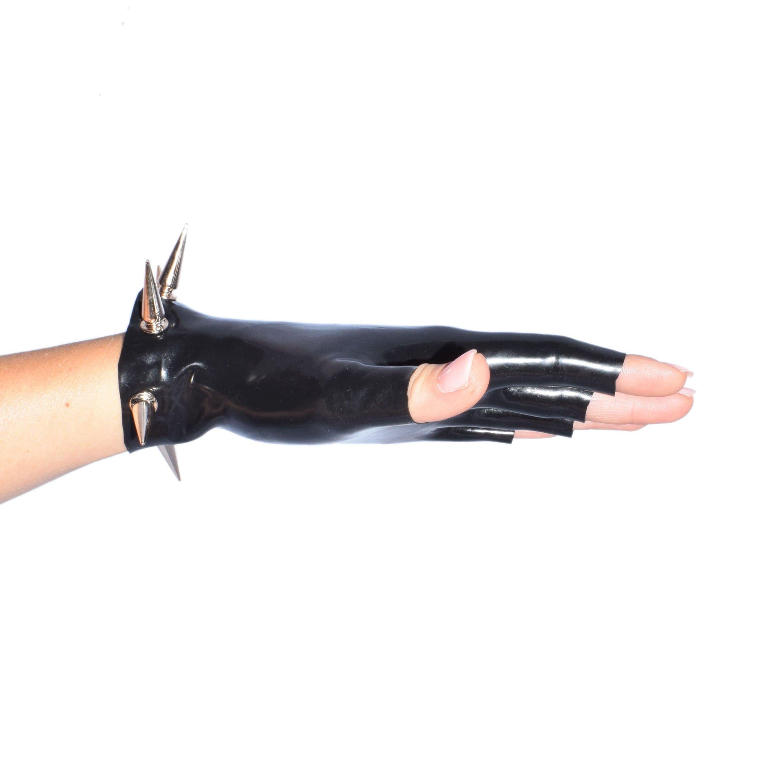 Rubberfashion Latex Handschuhe kurz - sexy Rubber Gloves Spikes - kurze fingerlose Handschuhe bis Handgelenk für Damen und Herren