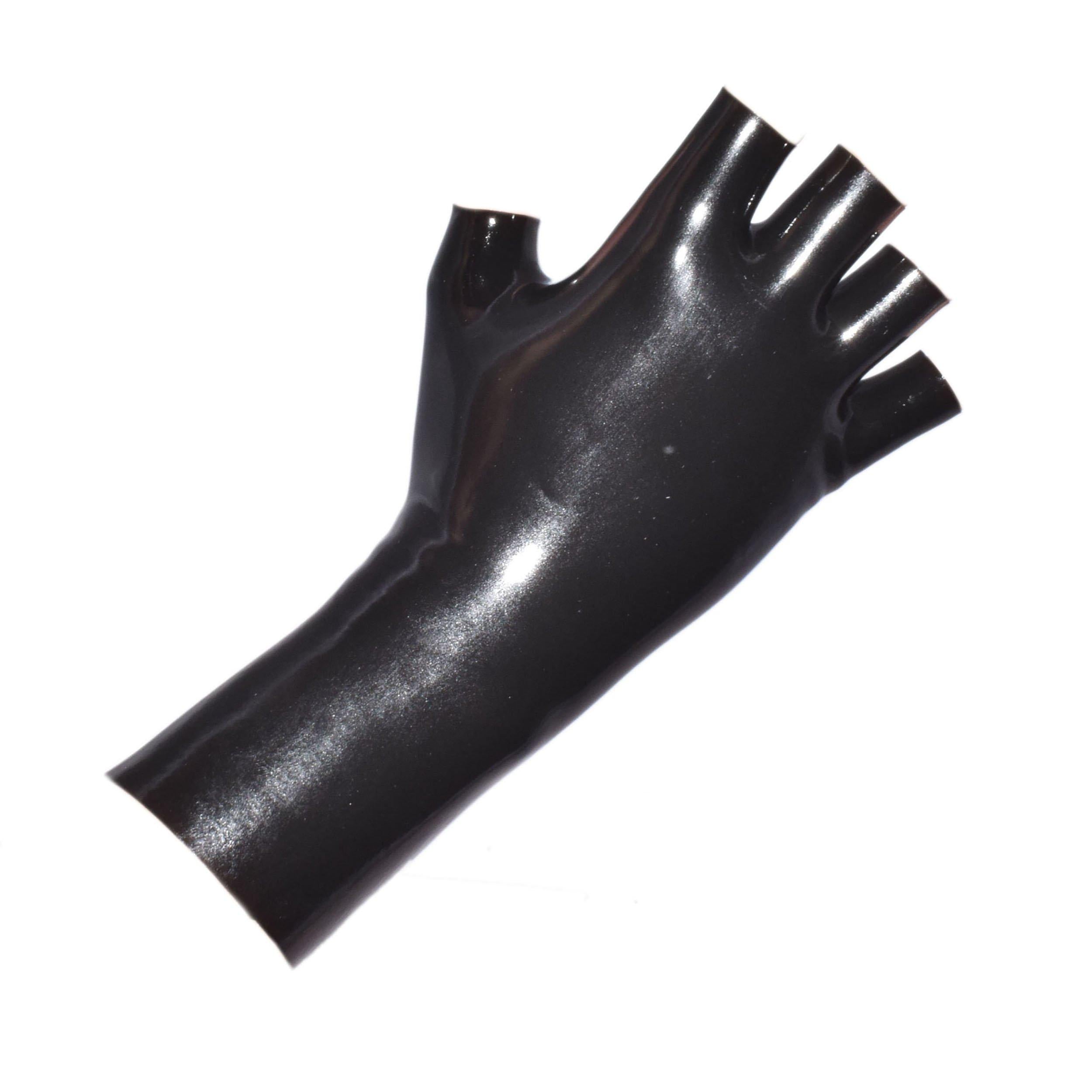 Kurze Latex - Handschuhe offen