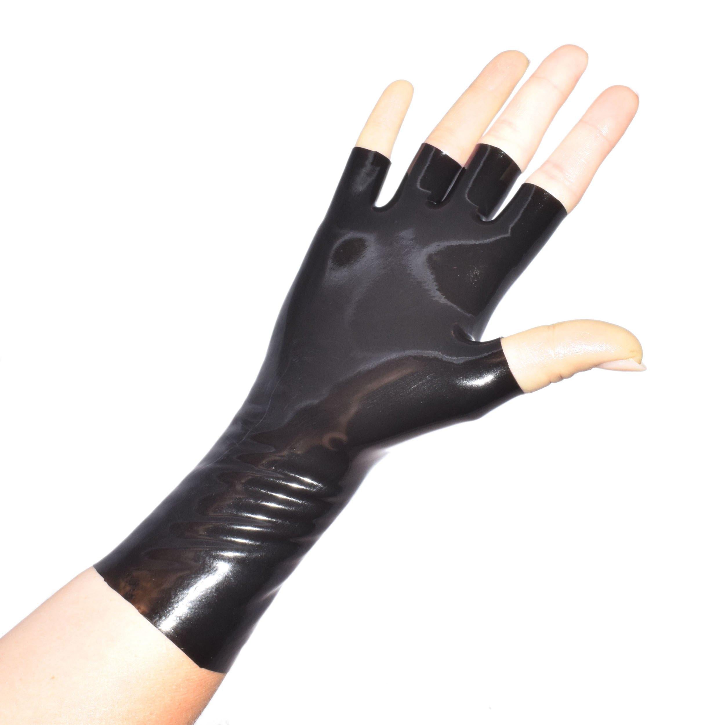 Kurze Latex - Handschuhe offen