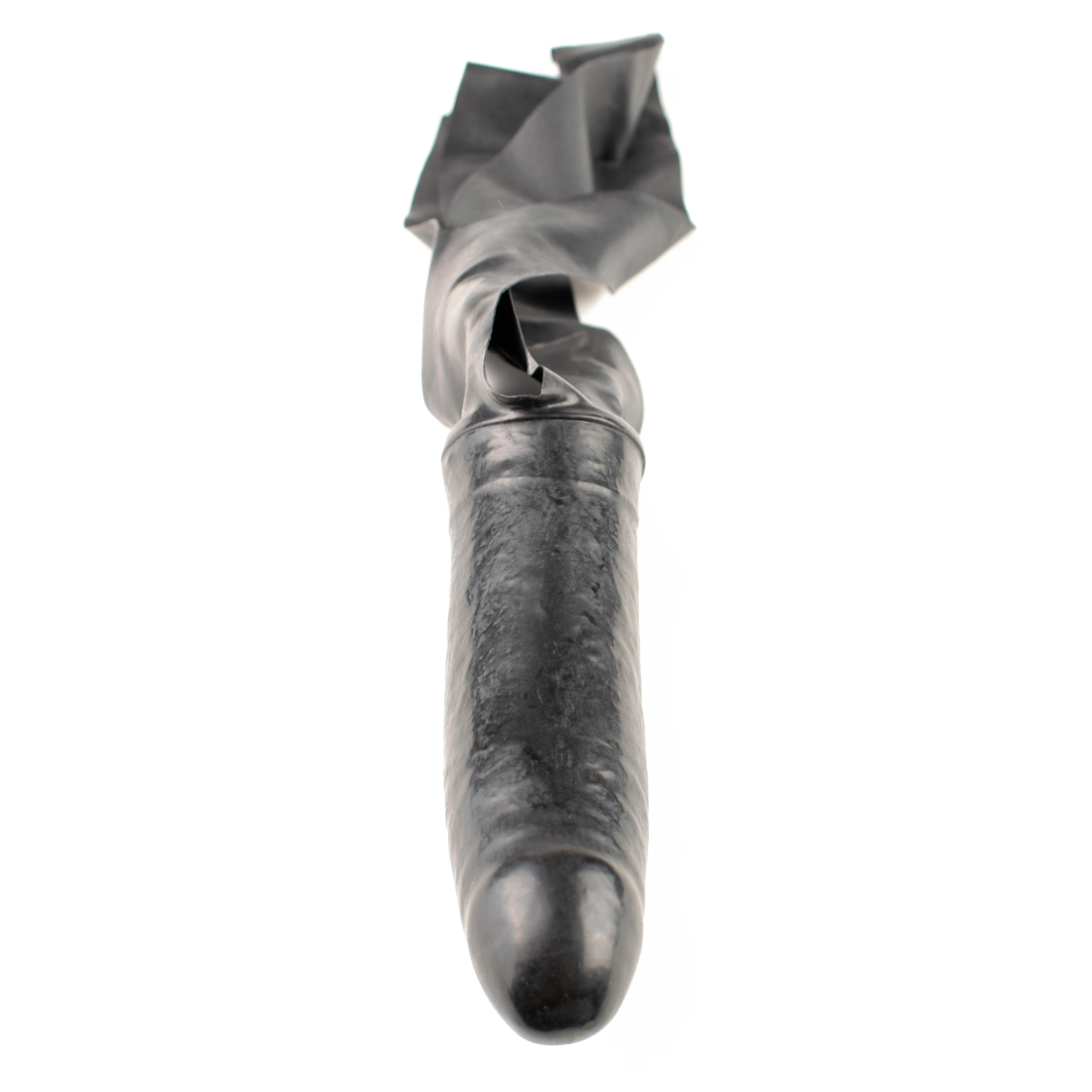 Rubberfashion Latex Maske - Latexmaske mit Außen Dildo - Mund und Nase offen - für Damen und Herren