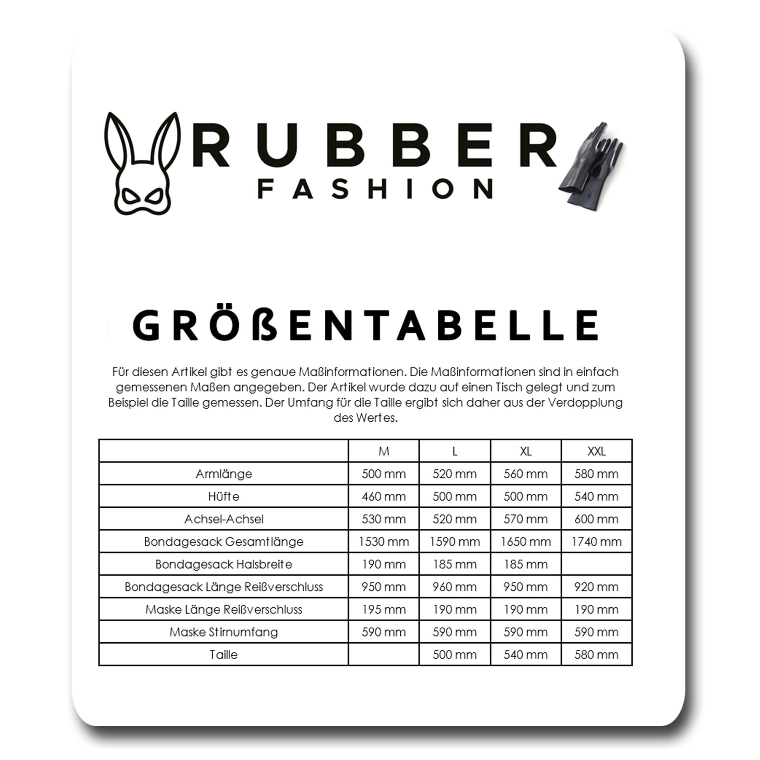 Rubberfashion Bondagesack Extrem Schlafsack - Bondage Bodybag Schlaf Sack glänzend - mit Arm lang und Front-Reißverschluss für Frauen und Herren