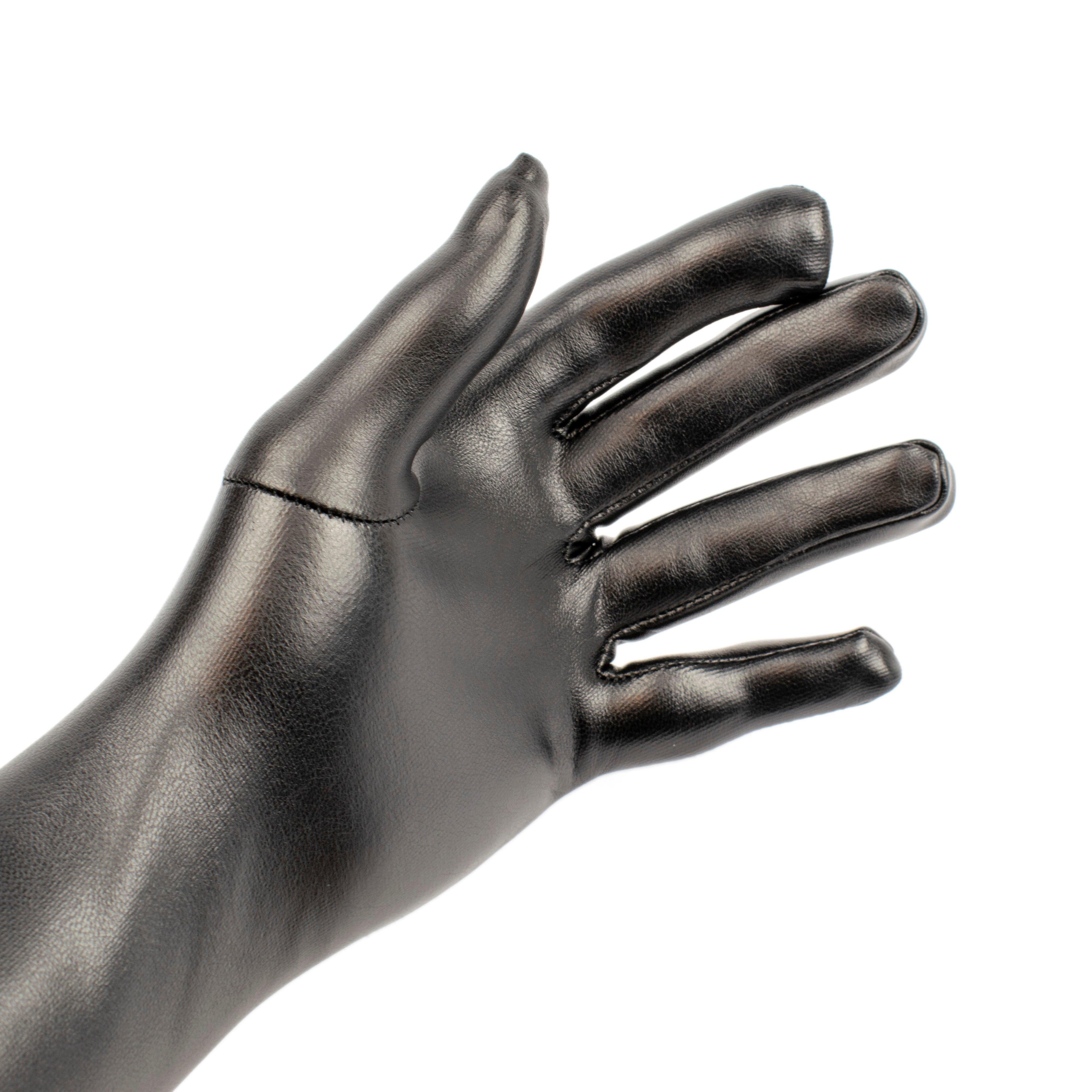 Rubberfashion Sexy Leder Abend Kleid lang - Langes Damenkleid langarm mit langen Handschuhen für Damen langarm