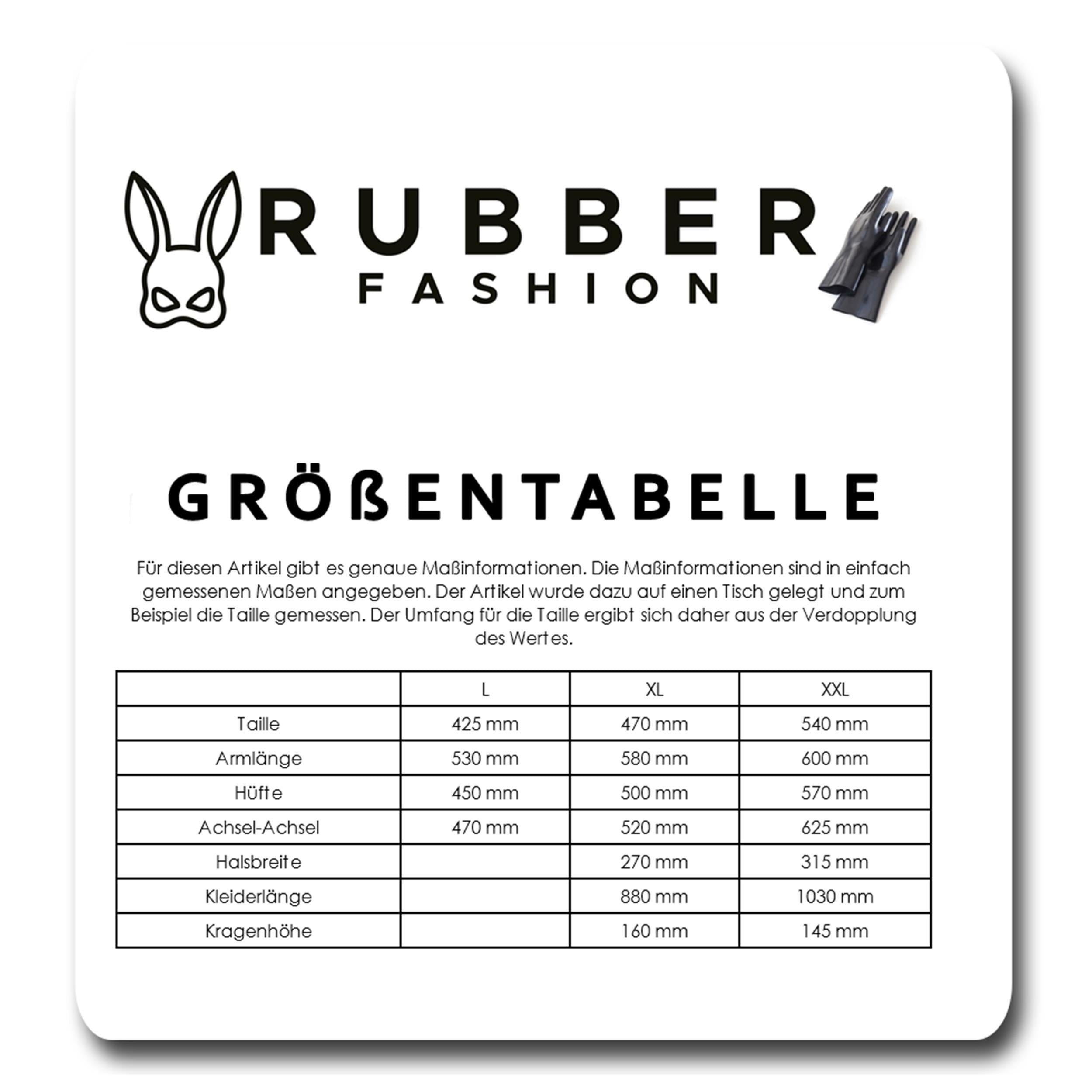 Rubberfashion kurzes Lack Minikleid - glänzendes Lackkleid mit hohem Kragen und langen Ärmeln für Frauen