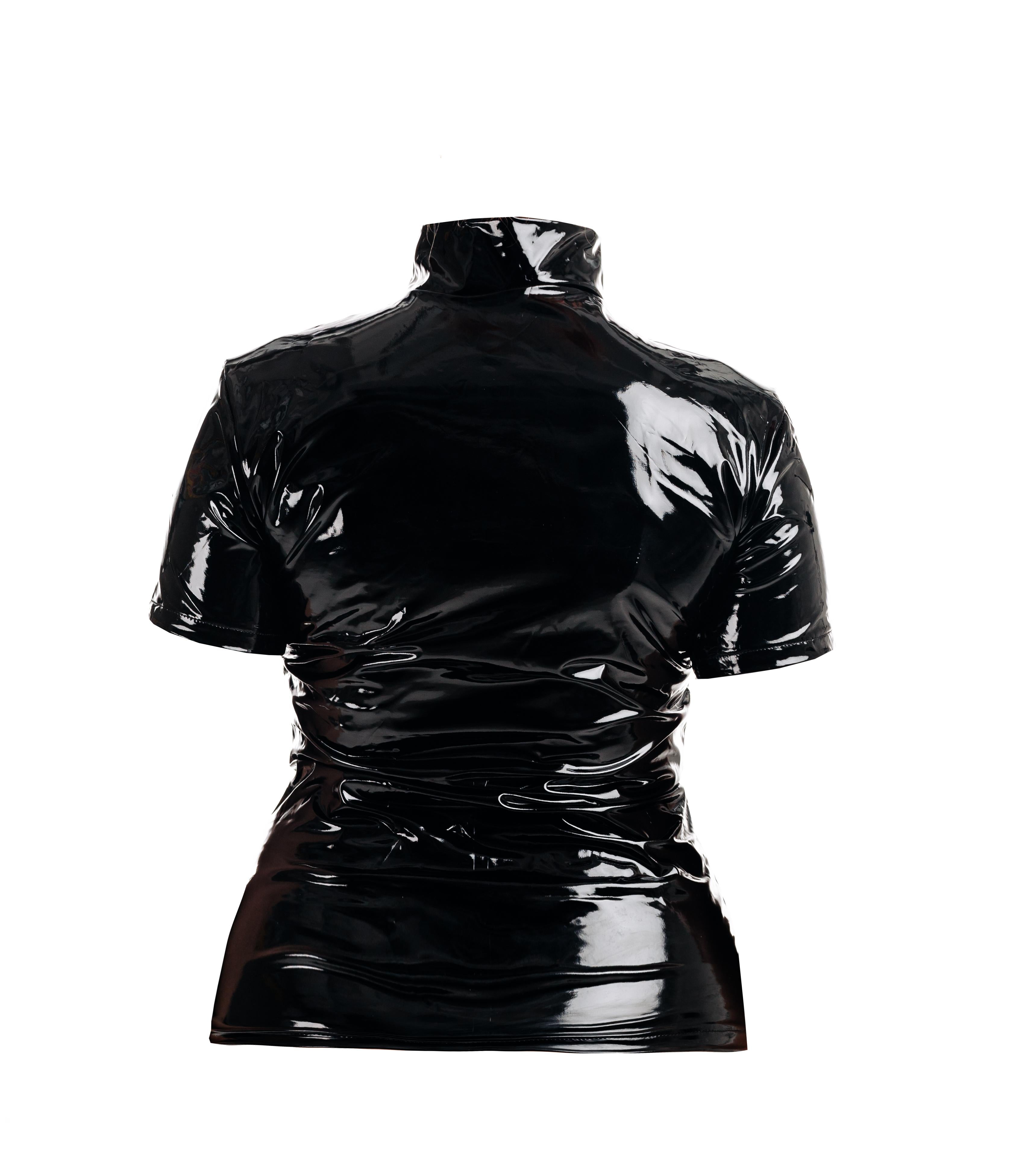 Rubberfashion Lack Hemd - Glanz Lack Kurzarm Tshirt - sexy Shirt für Damen und Herren