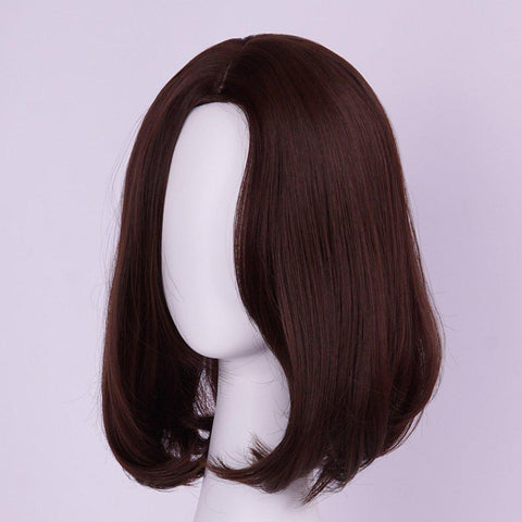 Dreammask shoulder length volume pear head wig with bangs dark brown J40