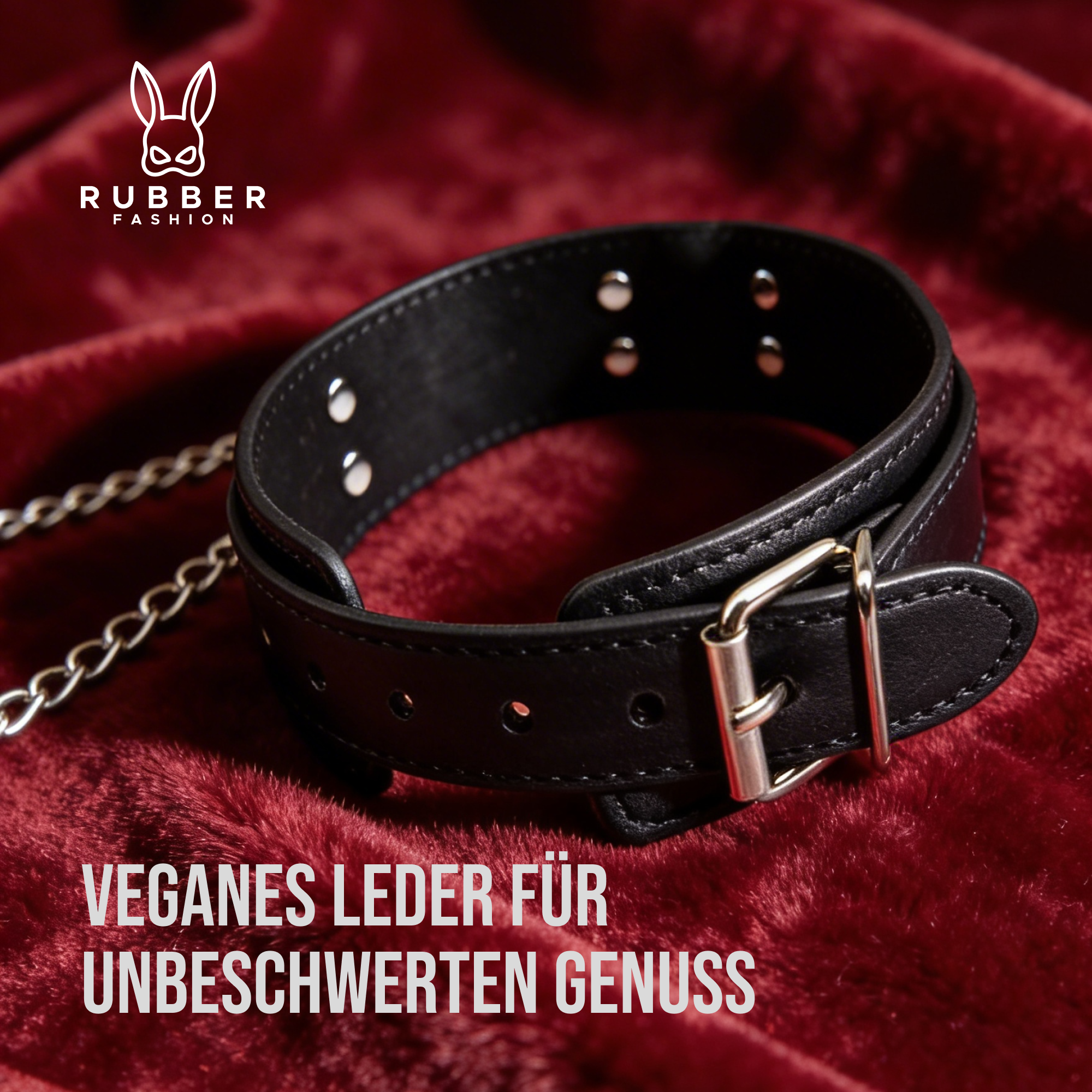 Leder Halsband mit Ring und Kette mit Nippelklemmen