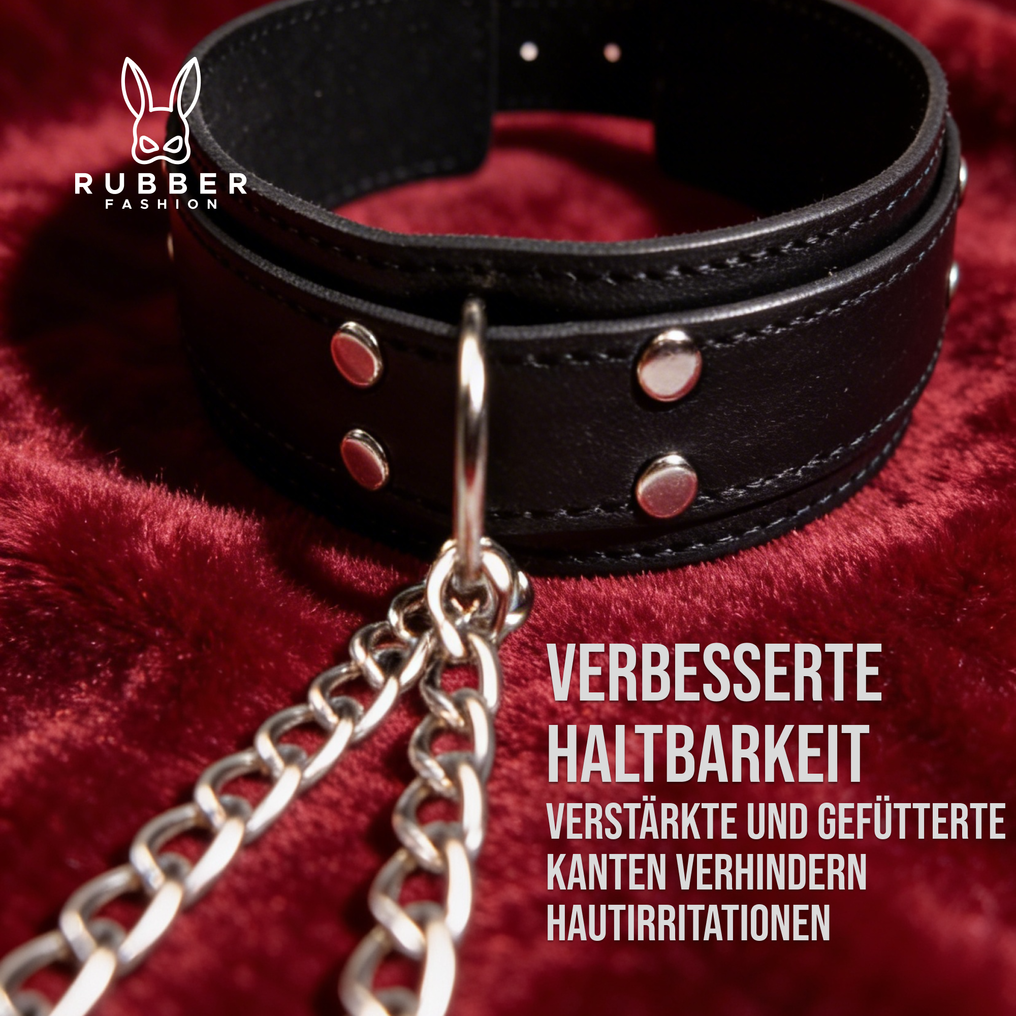 Leder Halsband mit Ring und Kette mit Nippelklemmen