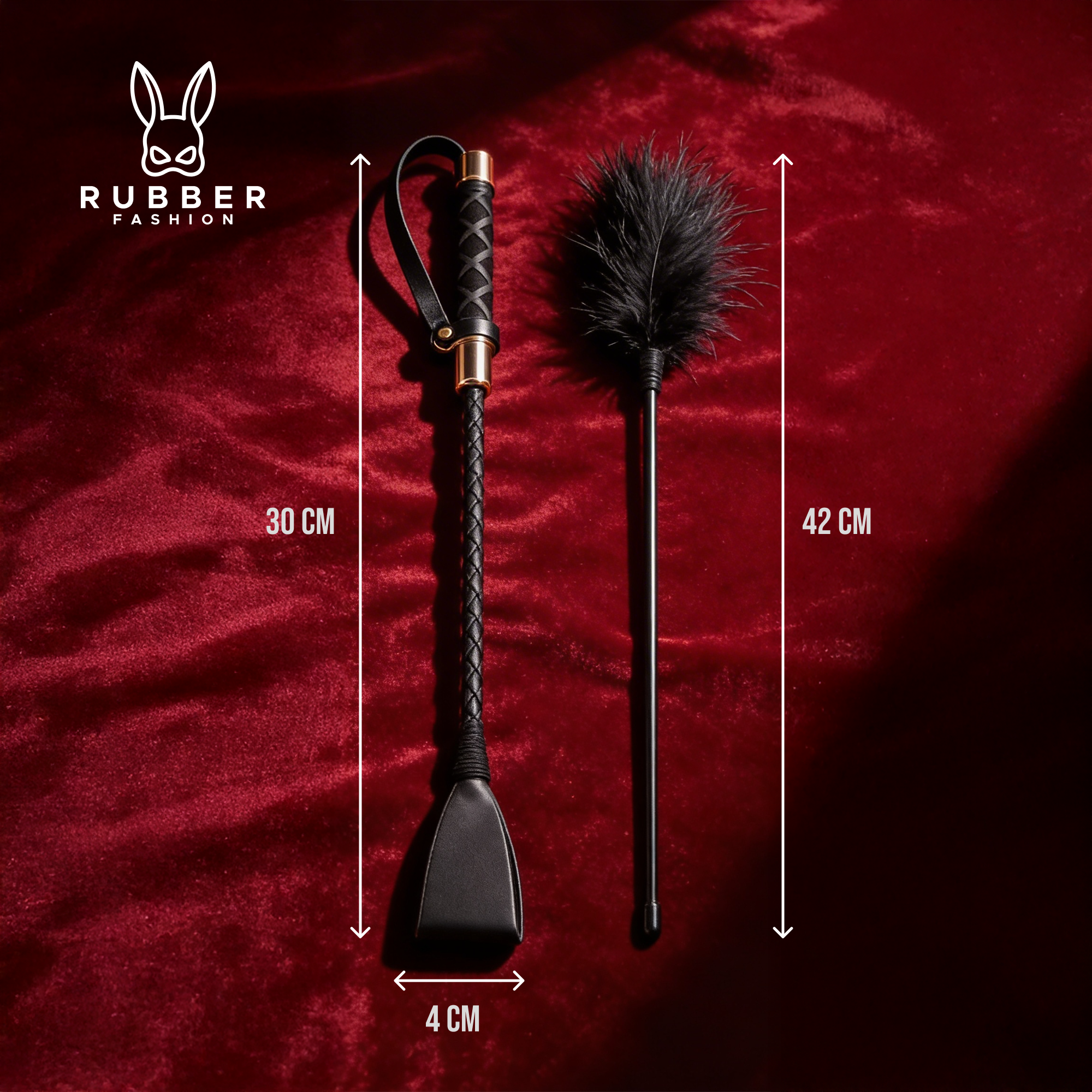 Feather tickler 40 cm and mini riding crop 30 cm 