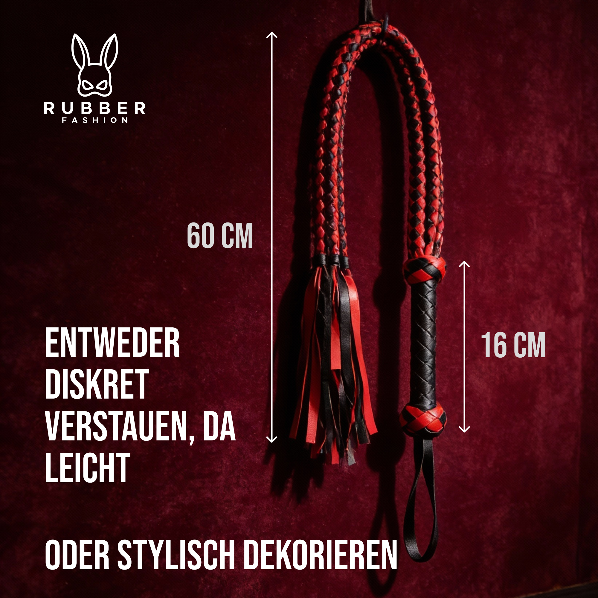 Leder Peitsche geflochten - BDSM Peitsche 75 cm