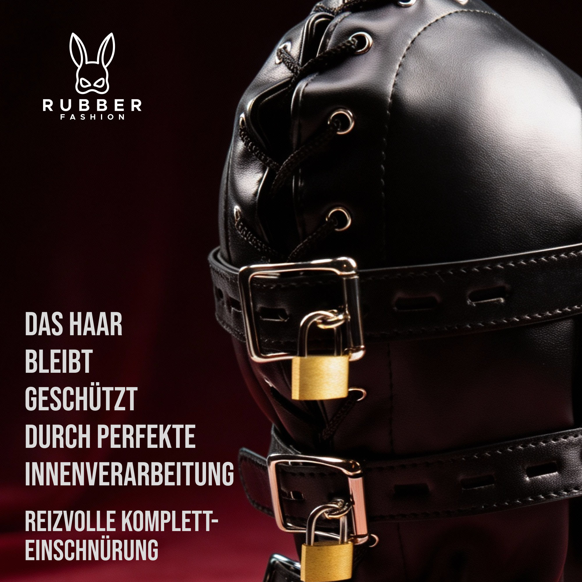 Leder BDSM Maske mit Augenbinde, 2 Dildos als Mund Knebel und 3 Schlössern