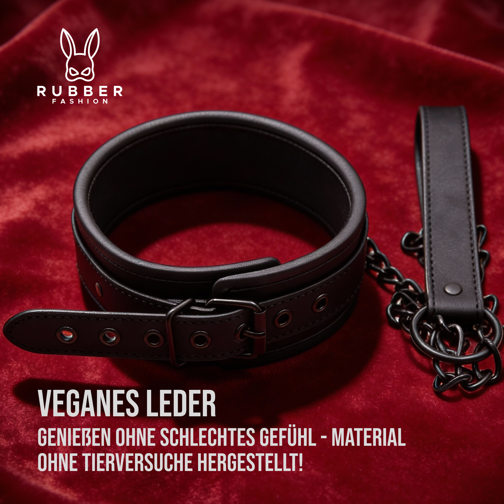Leather collar with chain 