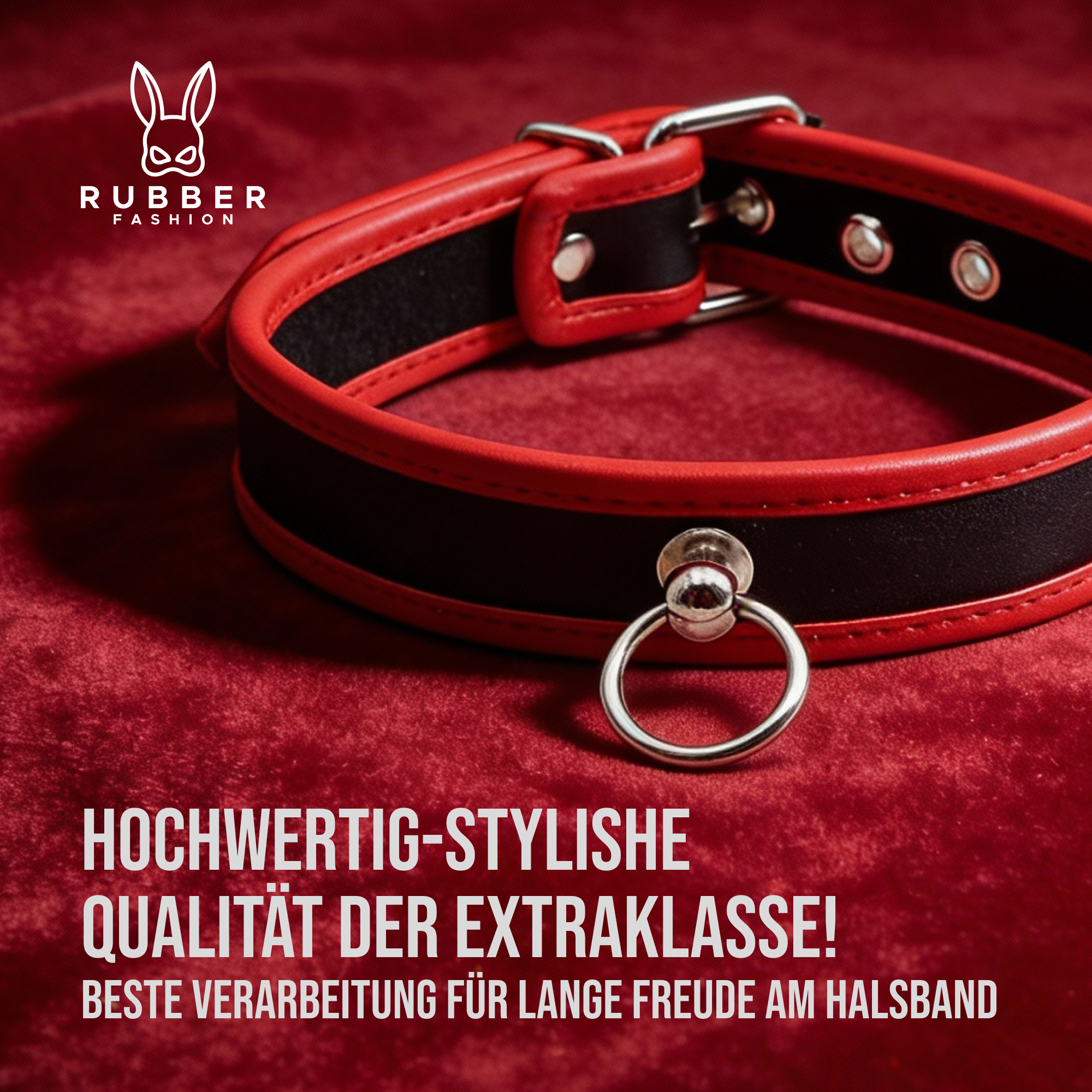 Leather collar with metal ring 