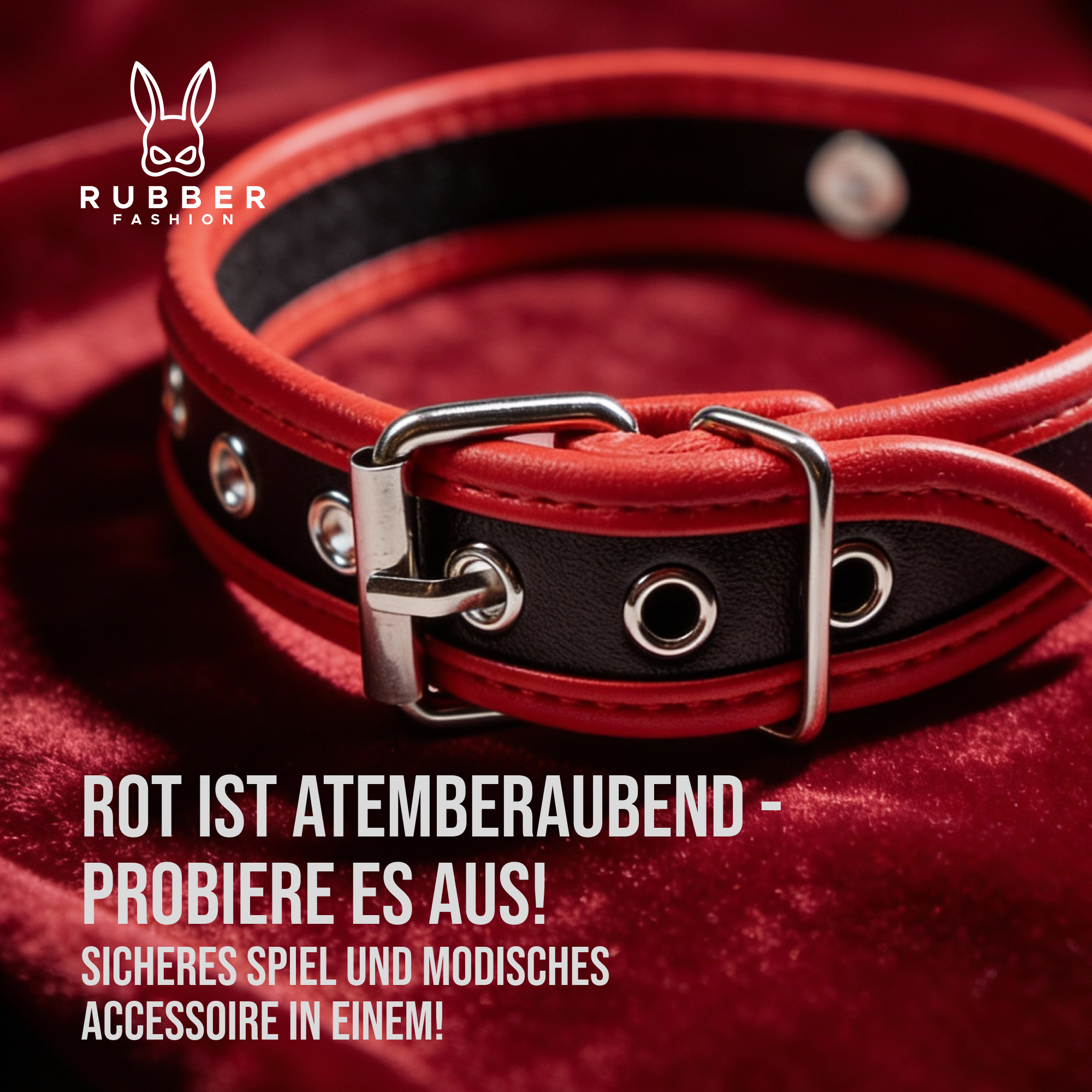 Leather collar with metal ring 
