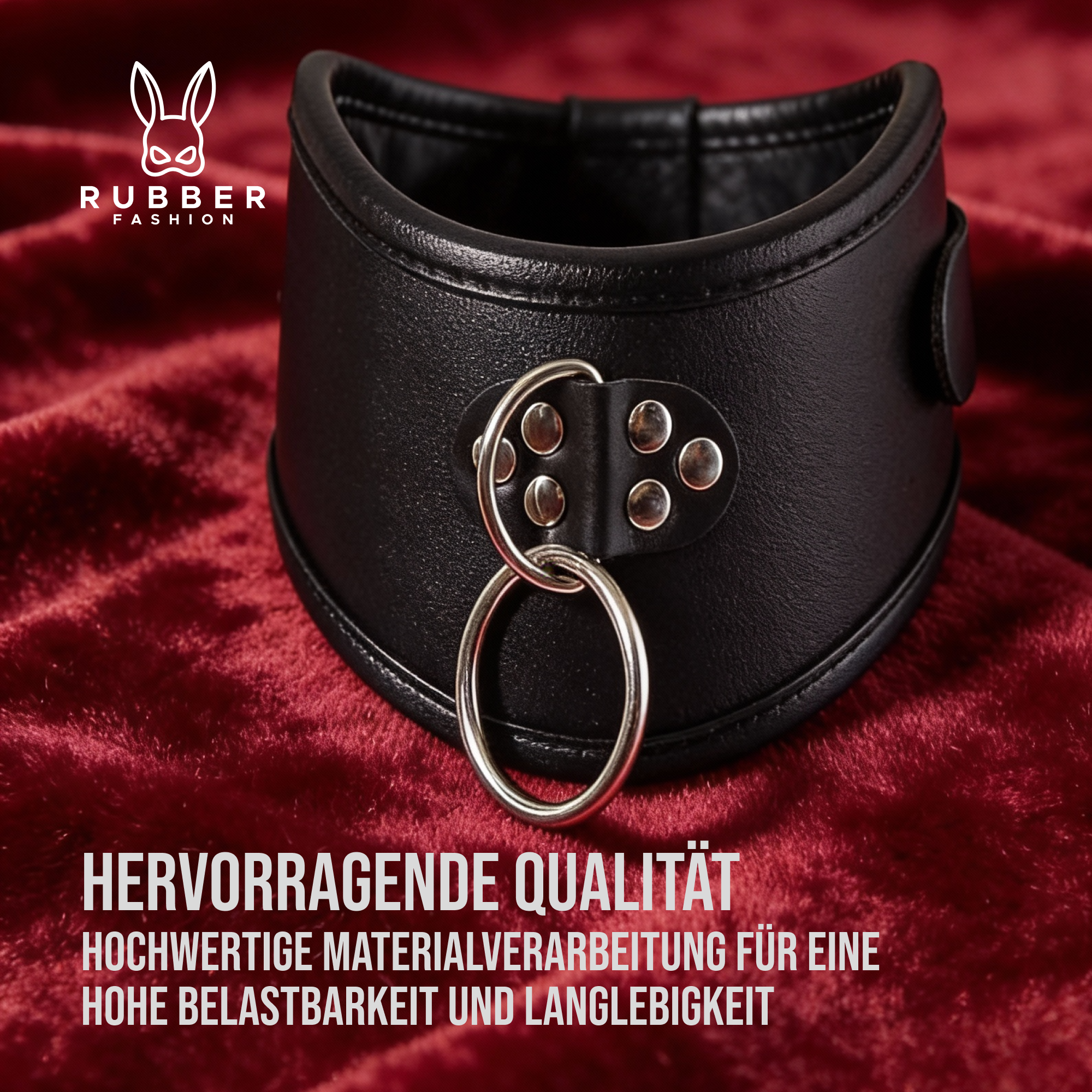 Leather collar high with ring and lock 