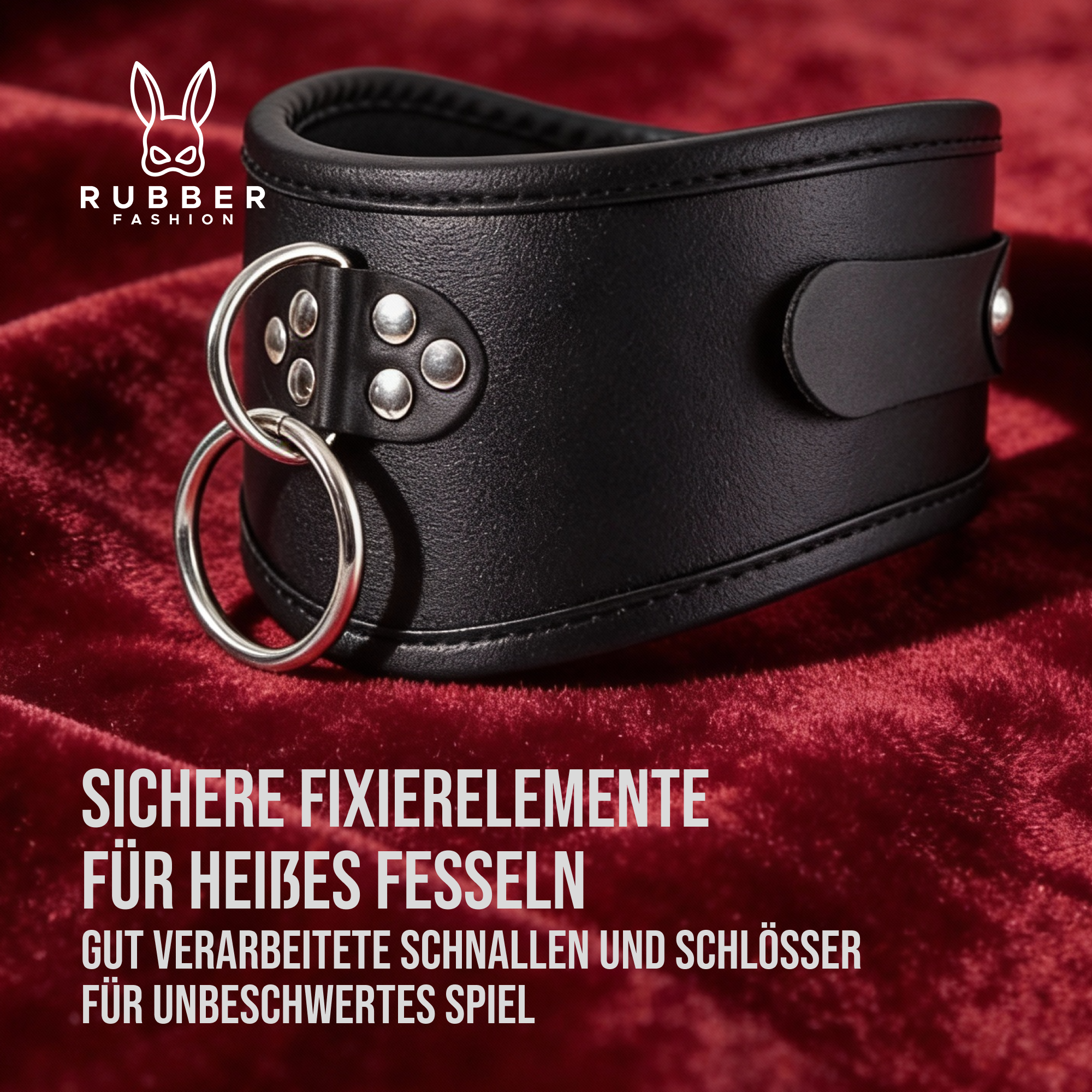 Leather collar high with ring and lock 