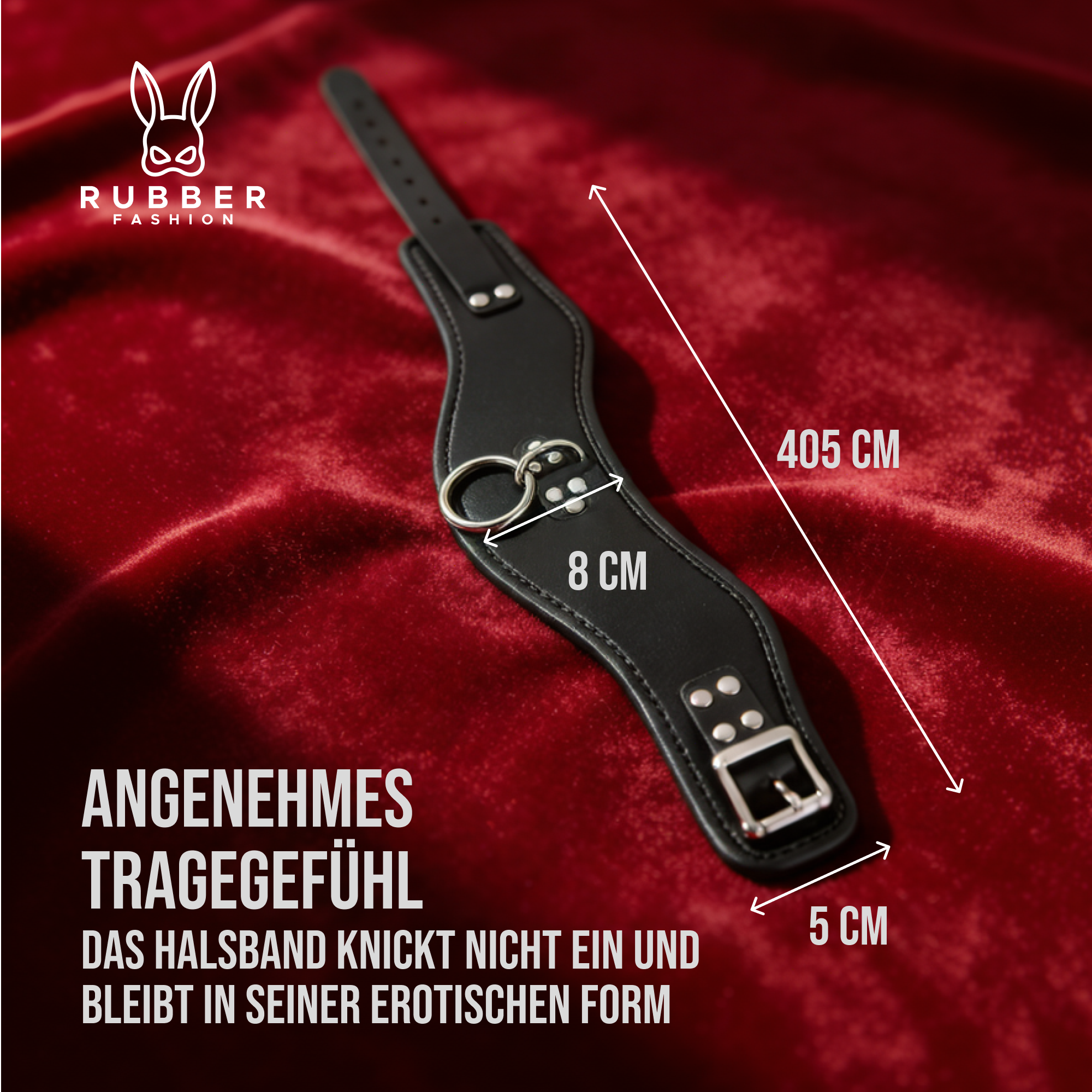 Leather collar high with ring and lock 