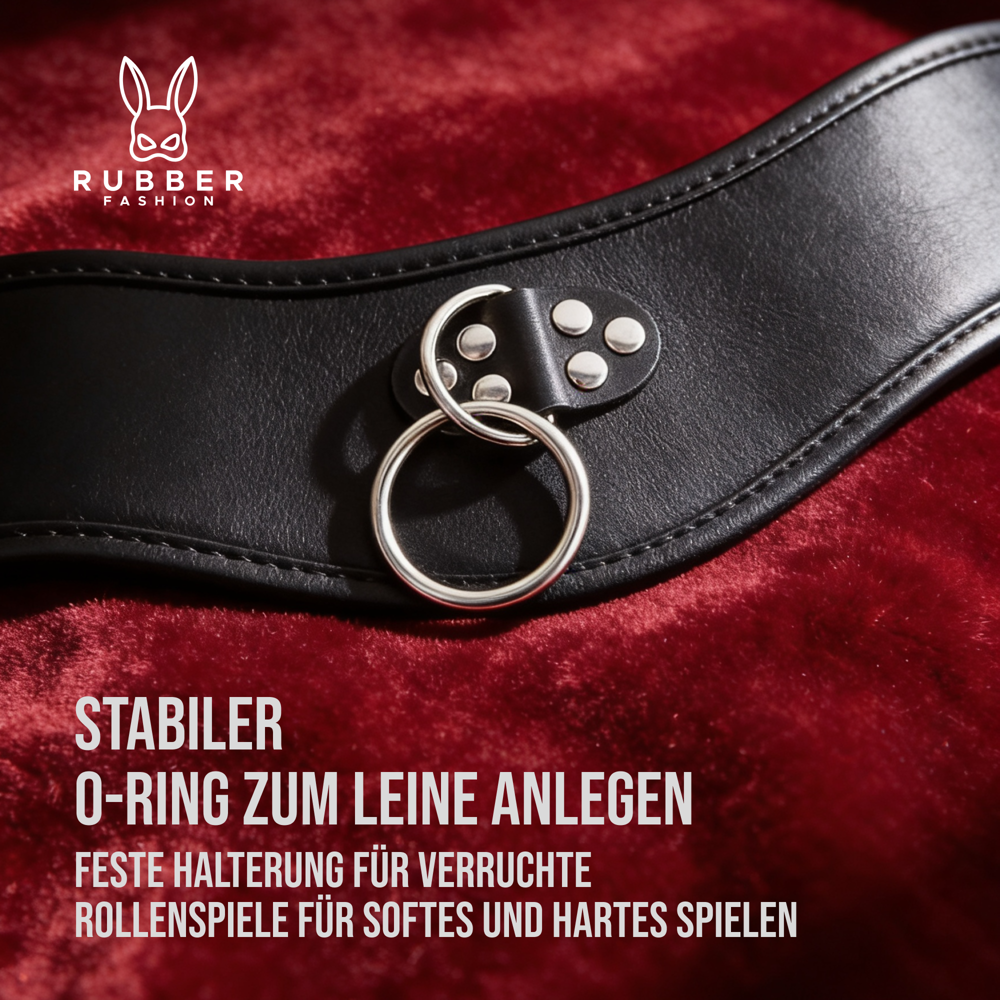 Leather collar high with ring and lock 