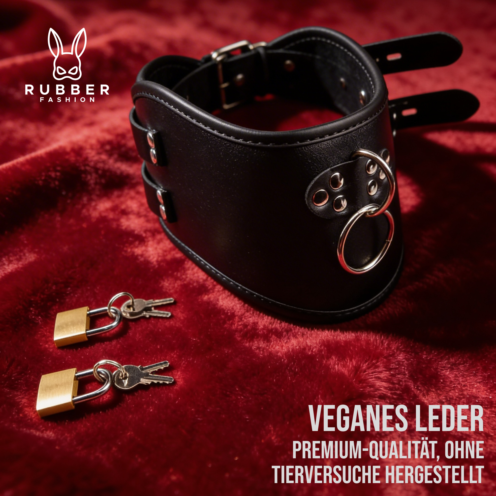 Leather choker/neck corset with ring and lock 