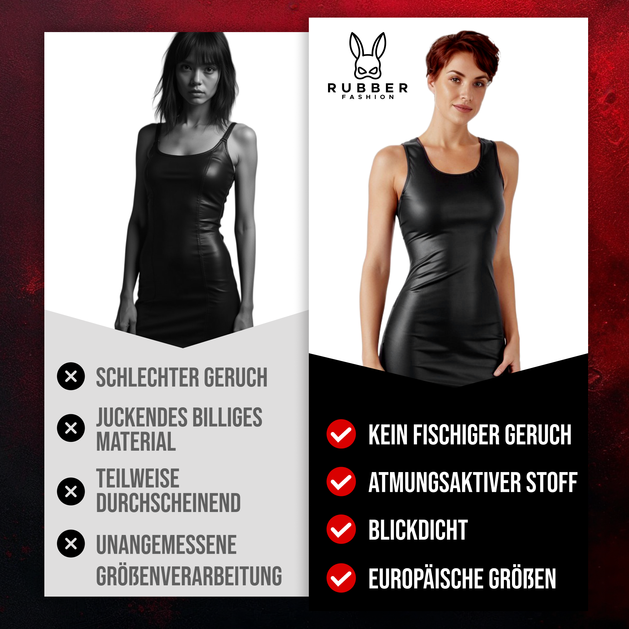 Wetlook Minikleid - Figurbetont Ärmellos