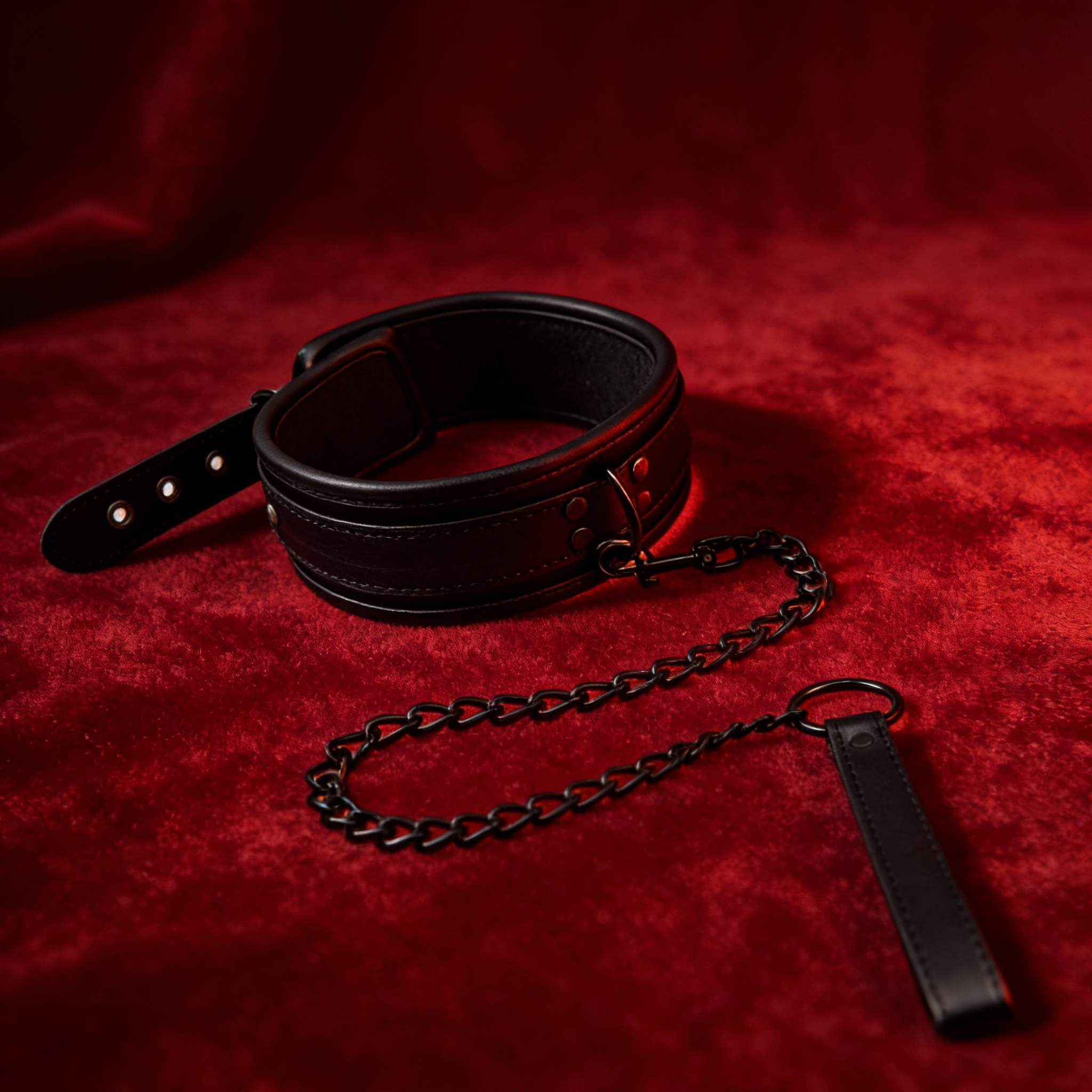 Leder Halsband mit Kette