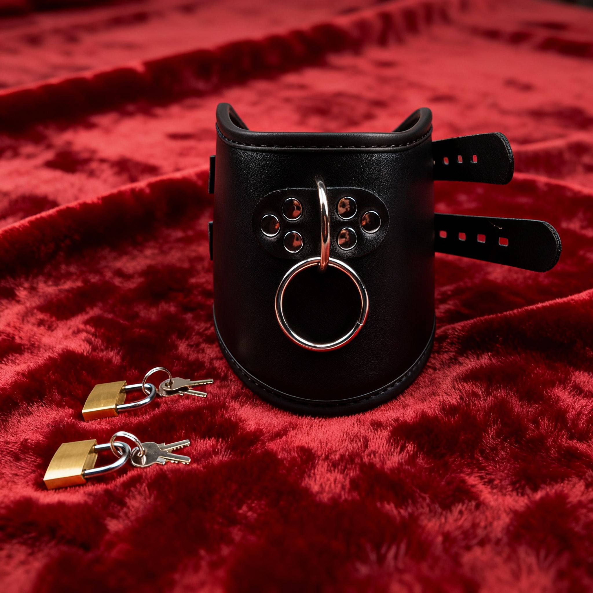 Leder Halsband Halskorsett mit Ring und Schloss