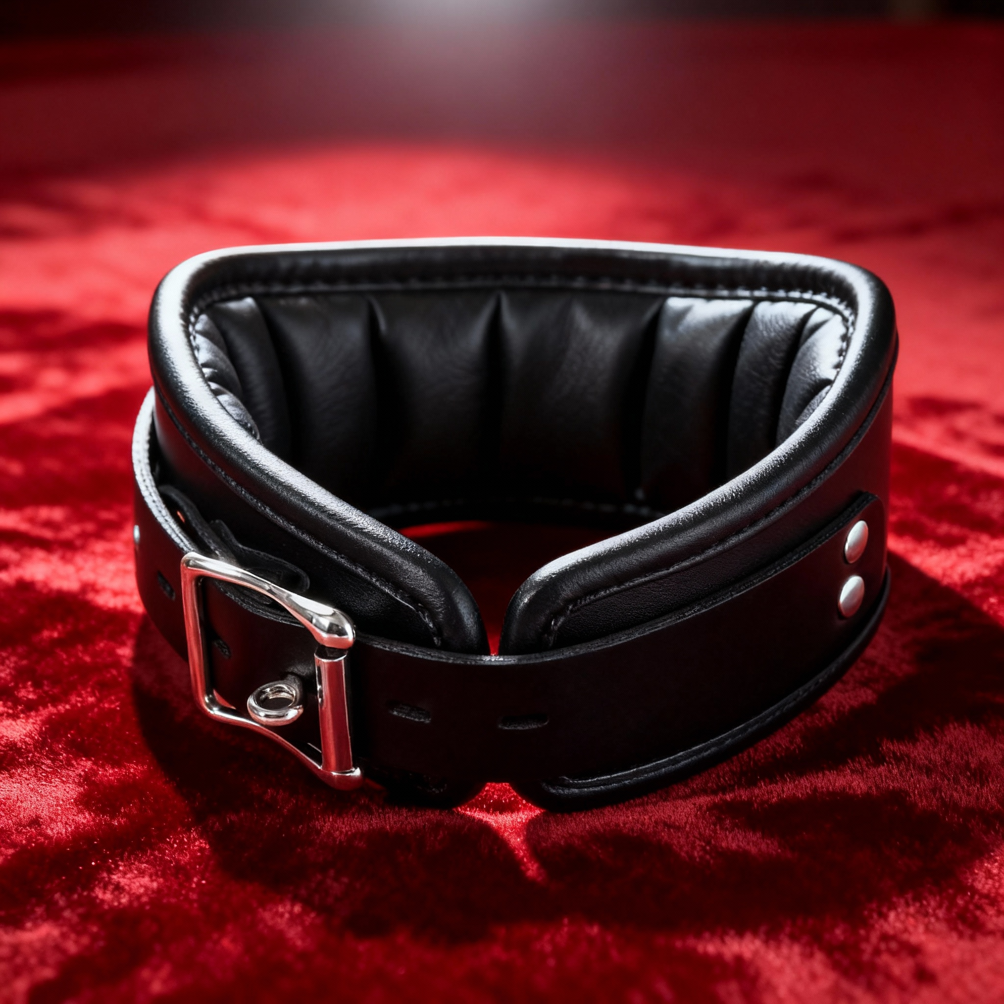 Leder Halsband hoch mit Ring und Schloss